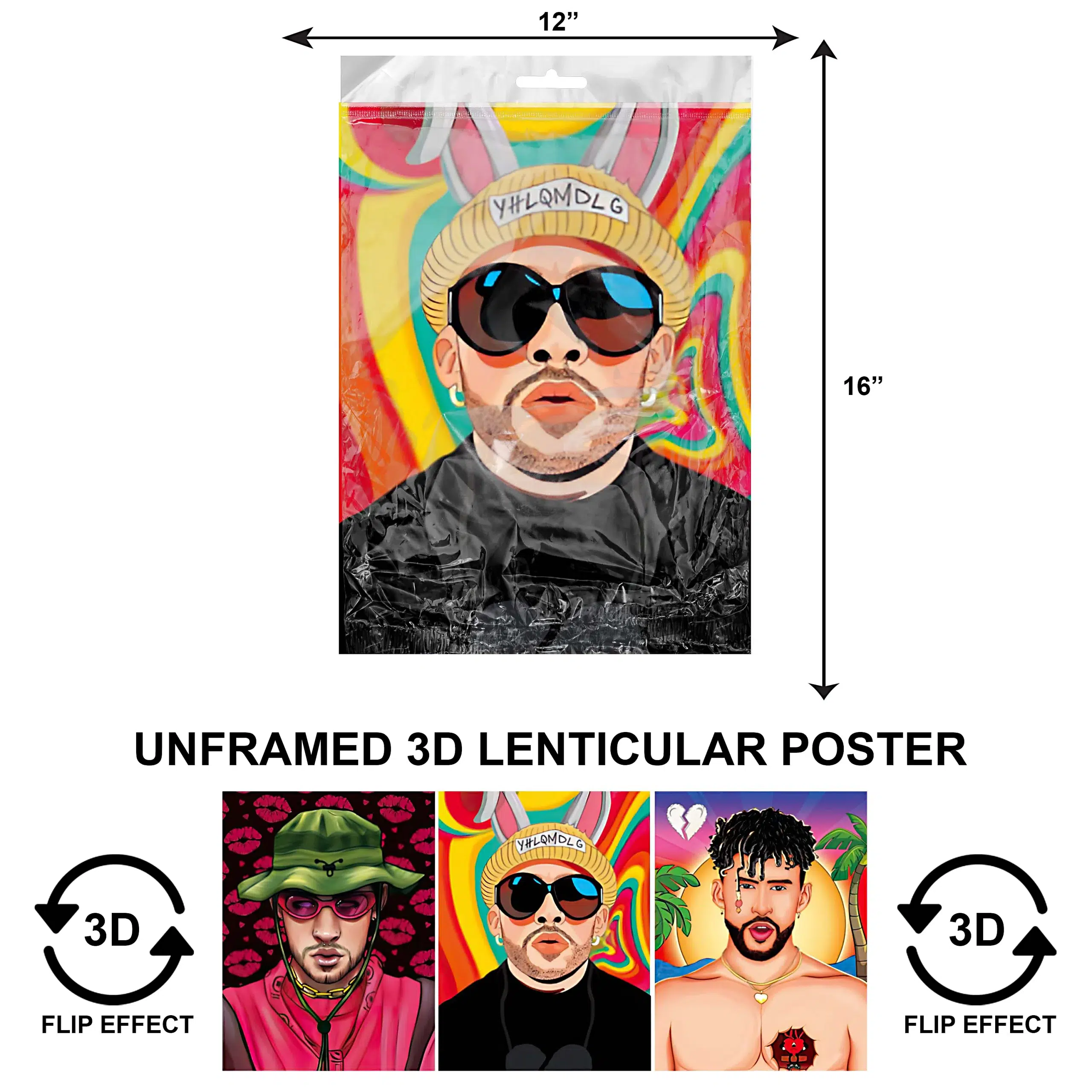 3DPNF-034 Music – Bad Bunny UnFramed Poster