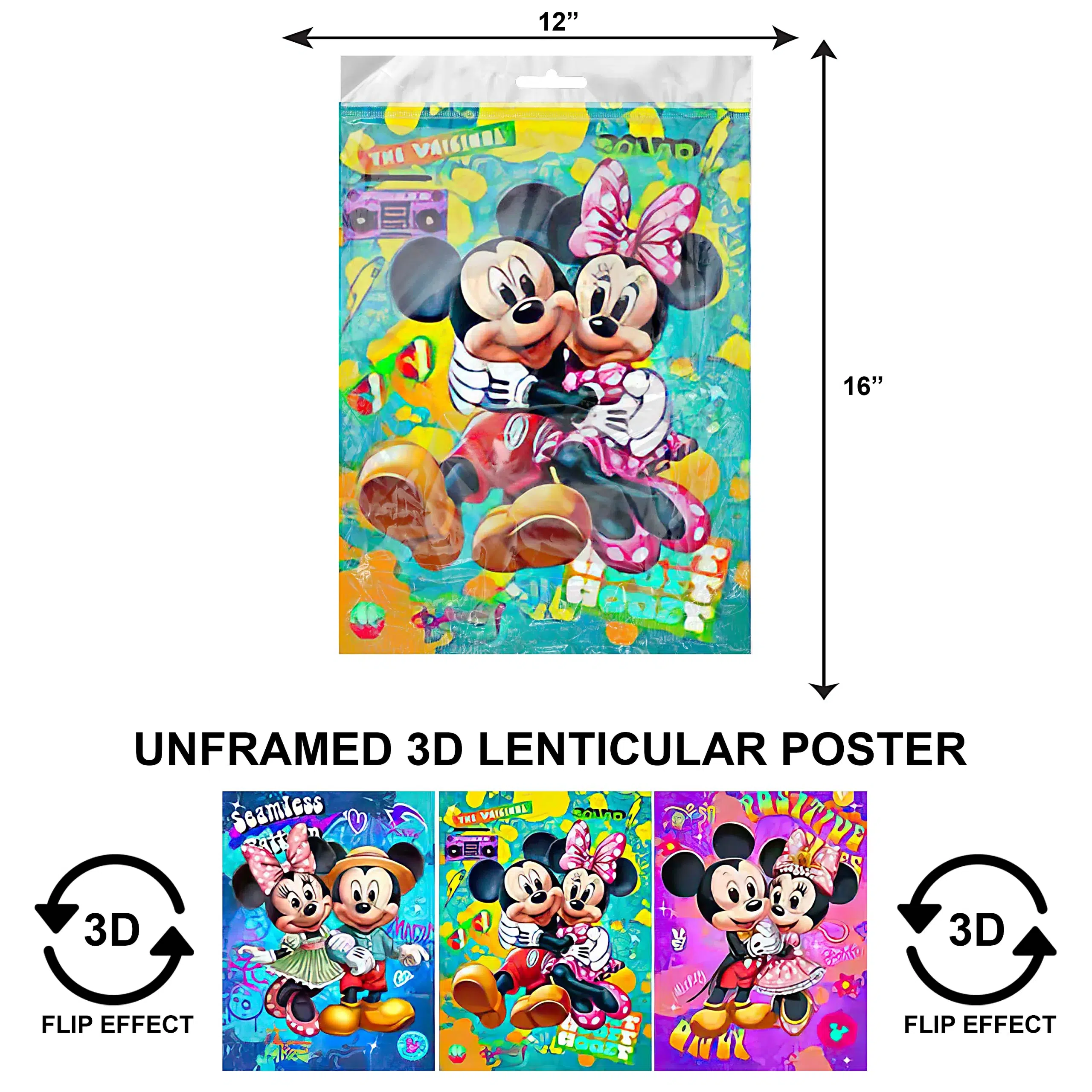 3DPNF-045 Cartoon – Mickey and Minnie UnFramed Poster
