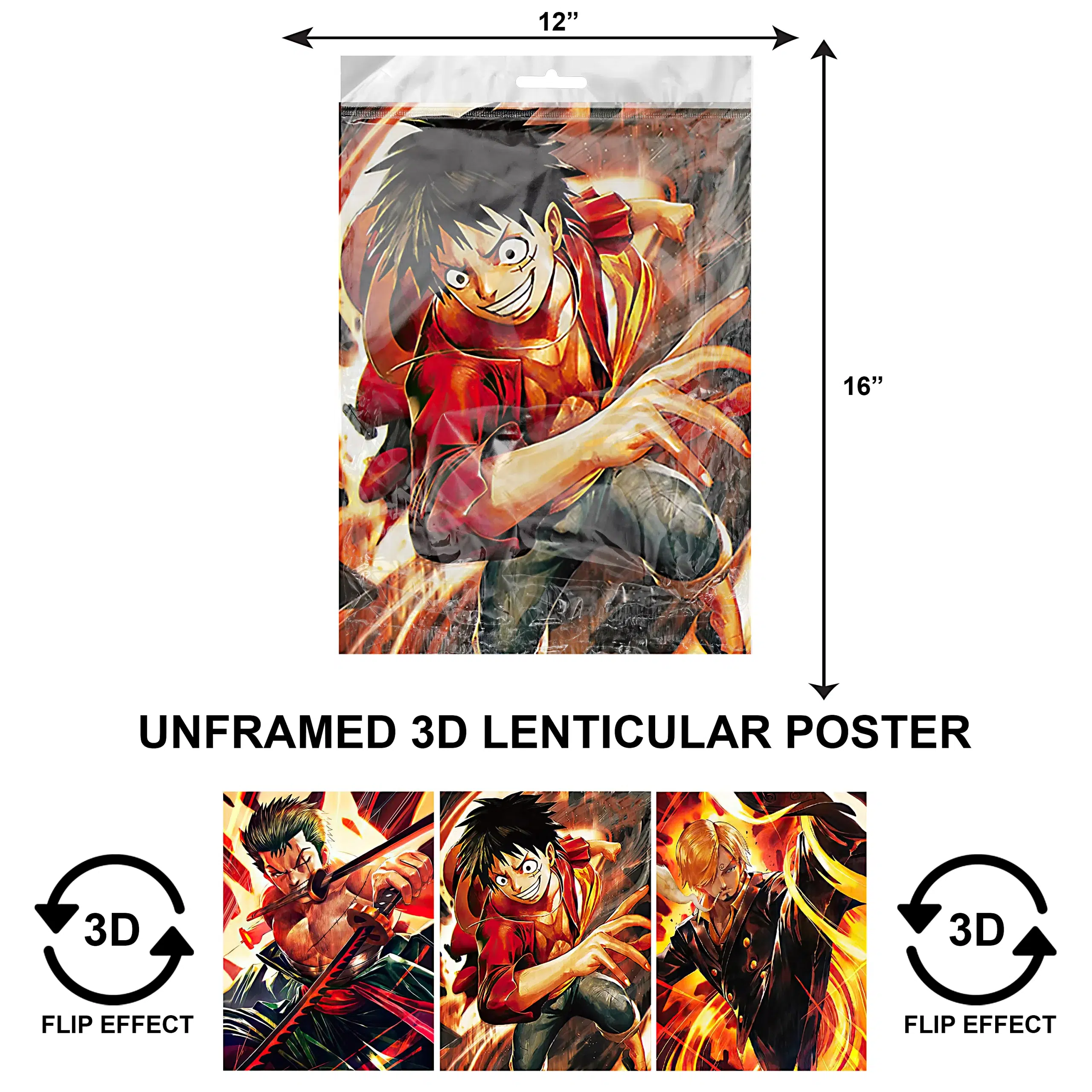 3DPNF-046 Anime – Monkey D Luffy Lunatic UnFramed Poster