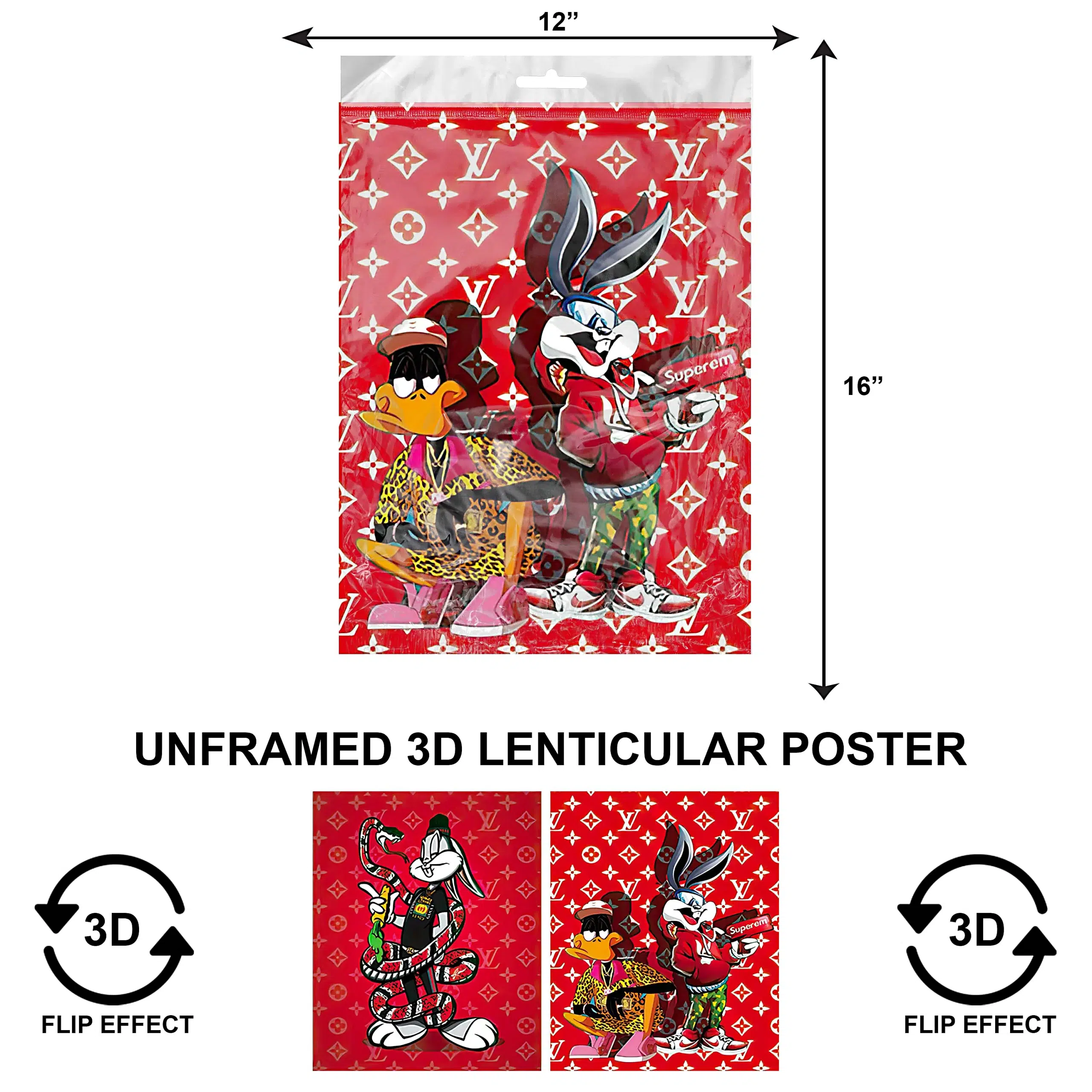 3DPNF-053 Cartoon – Bugs Bunny & Daffy Duck UnFramed Poster
