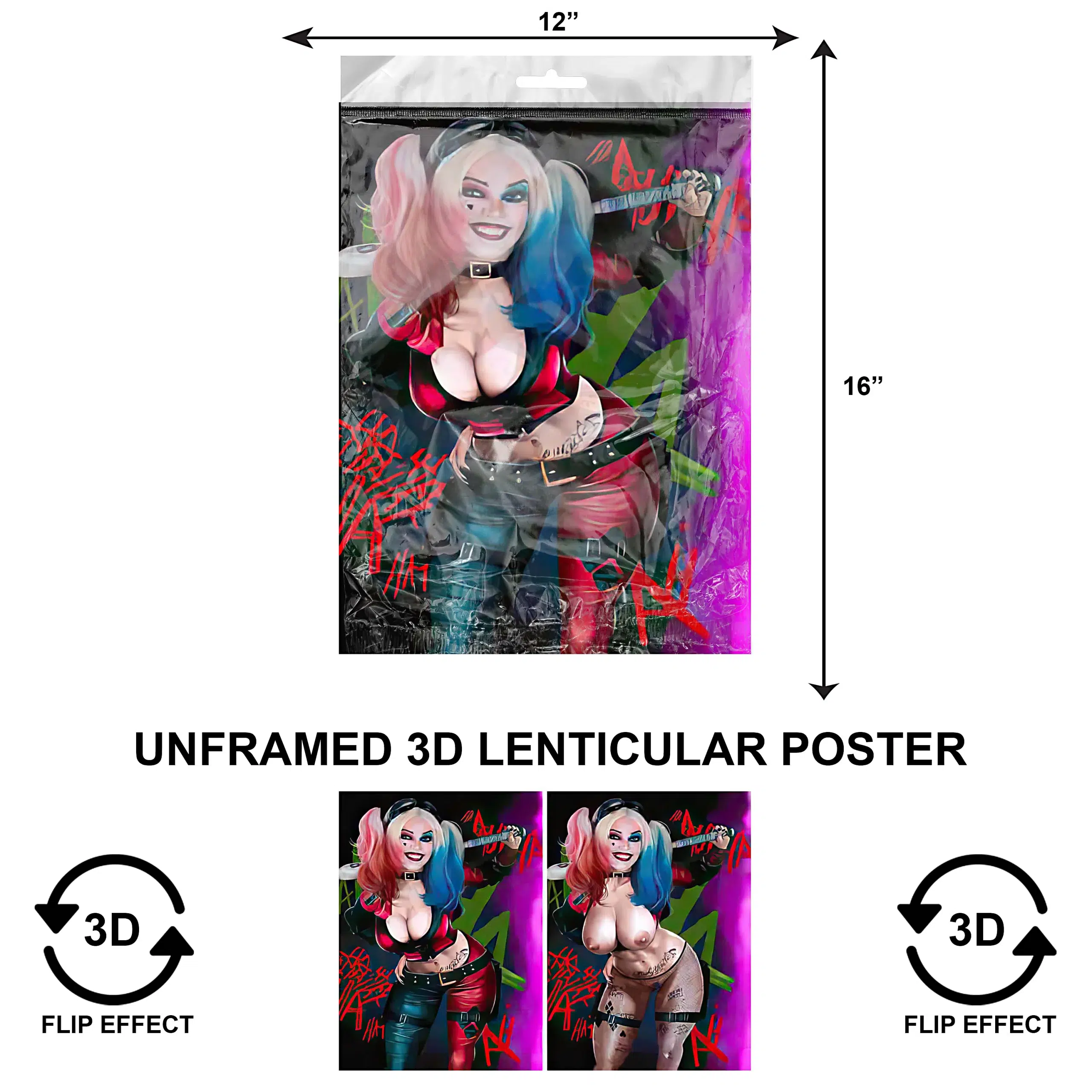 3DPNF-054 Super Heroes – DC Harley Quinn Slut UnFramed Poster