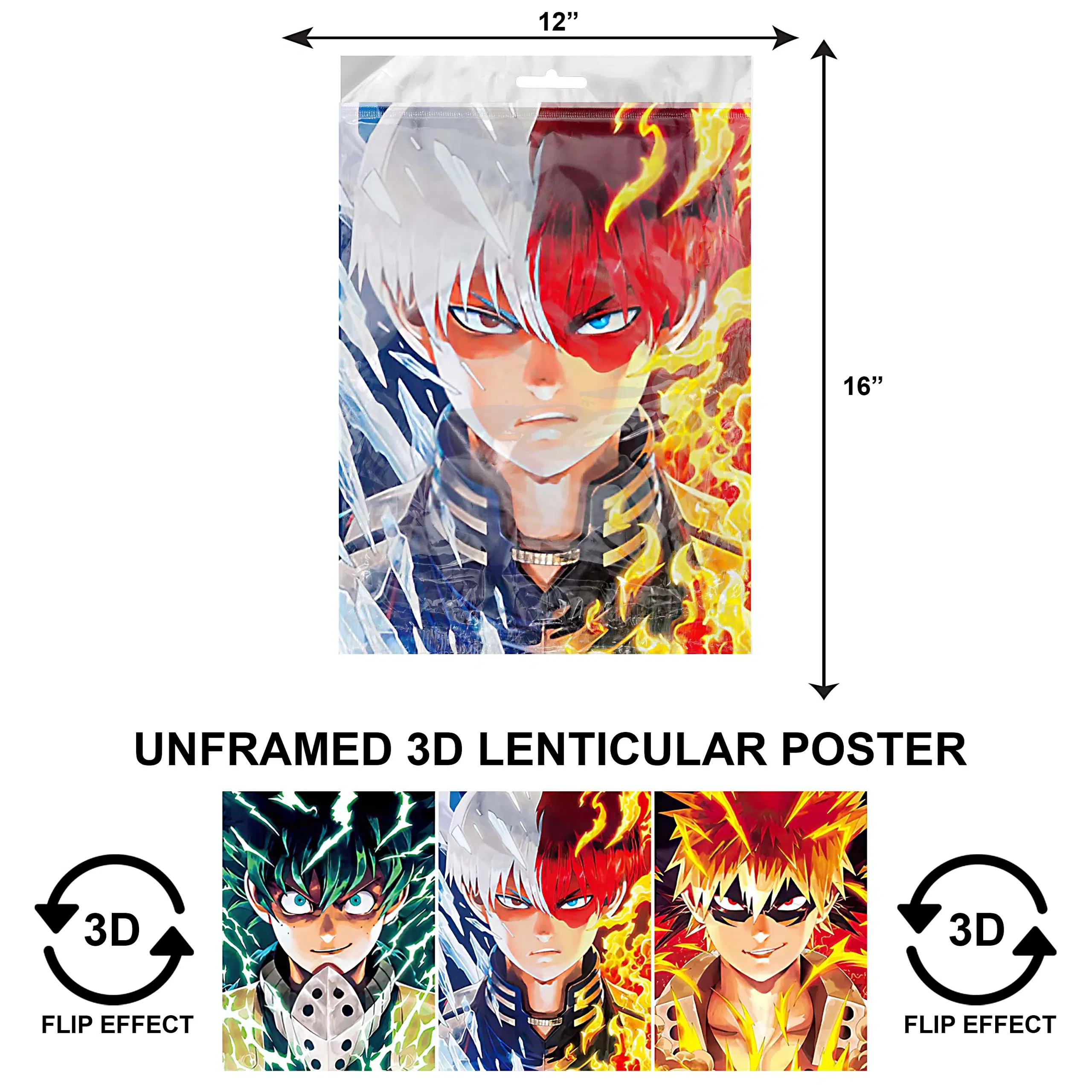 3DPNF-062 Anime – Izuku, Katsuki, Shoto Todoroki UnFramed Poster