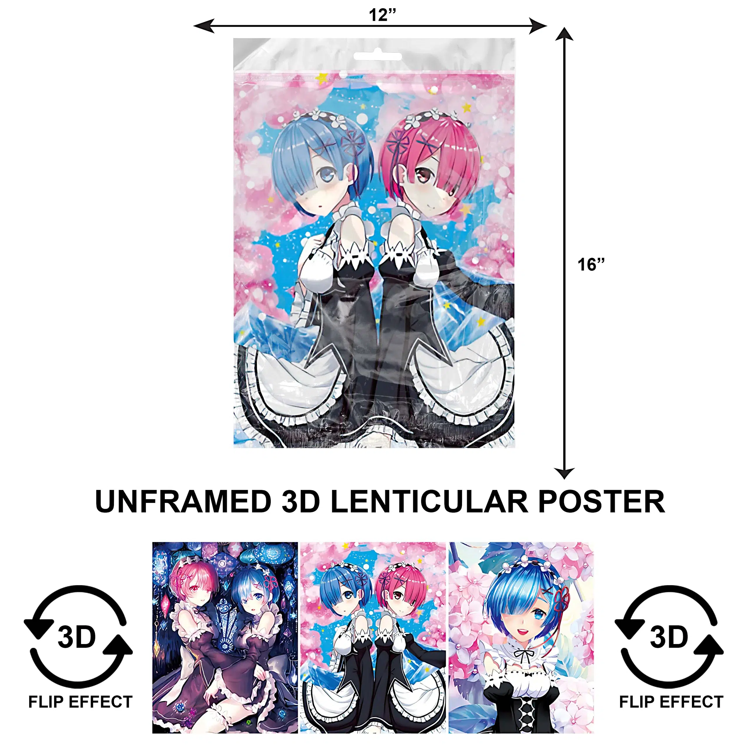 3DPNF-065 Anime – Rem and Ram UnFramed Poster