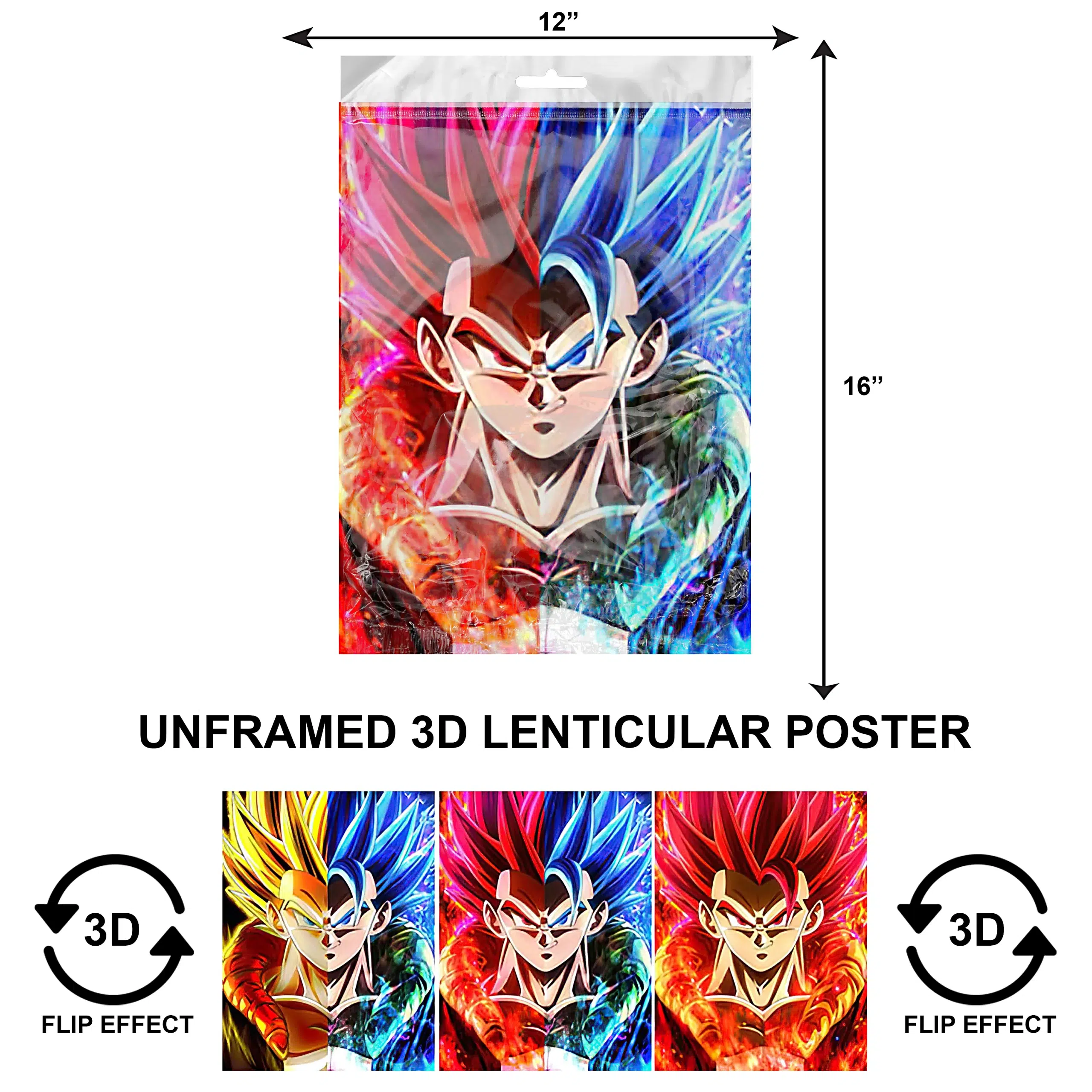 3DPNF-092 Anime – Dragon Ballz Rainbow Goku UnFramed Poster