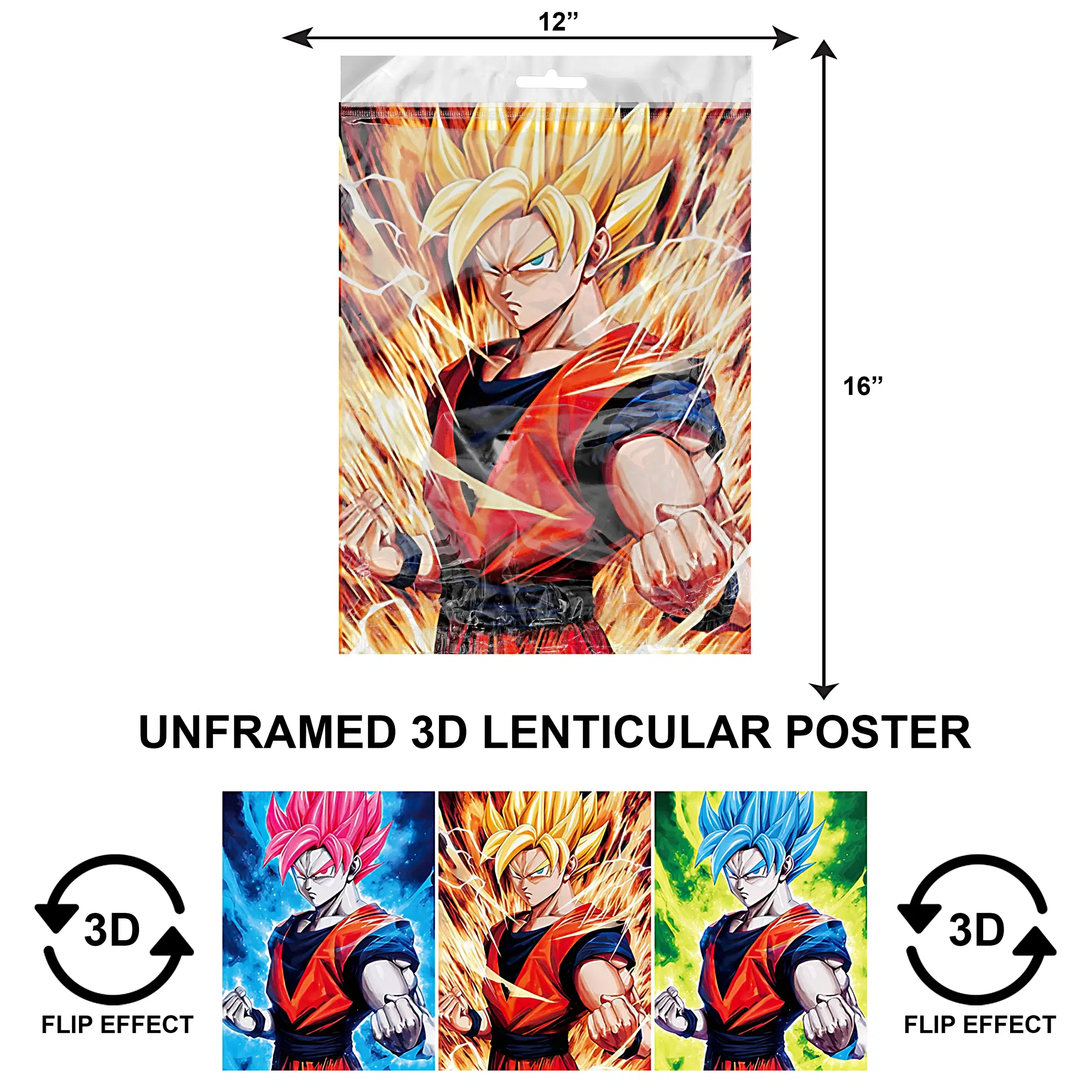 3DPNF-095 Anime – Dragon Ballz Goku Blonde Lets Go UnFramed Poster