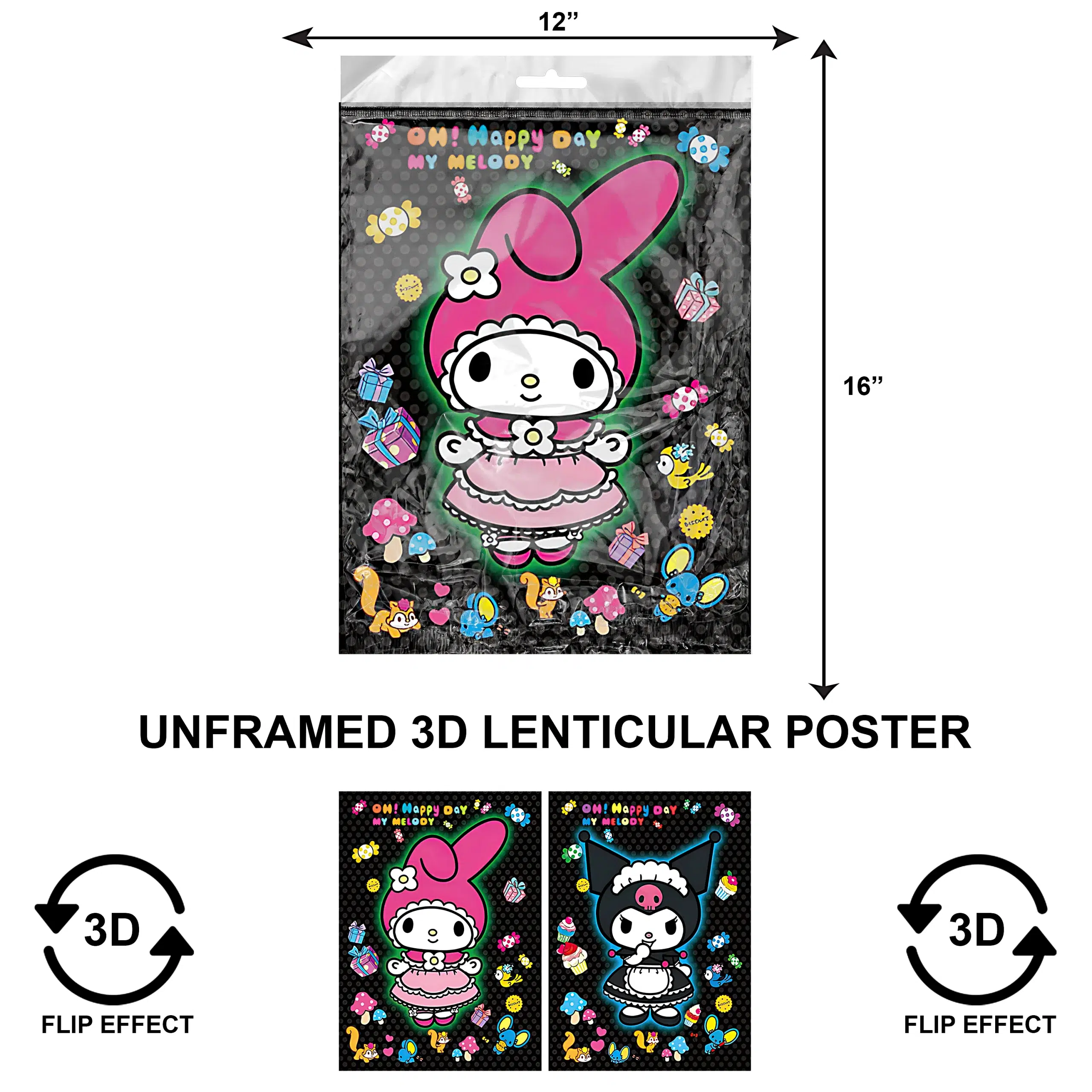 3DPNF-101 Cartoon – My Melody Oh Happy Day UnFramed Poster