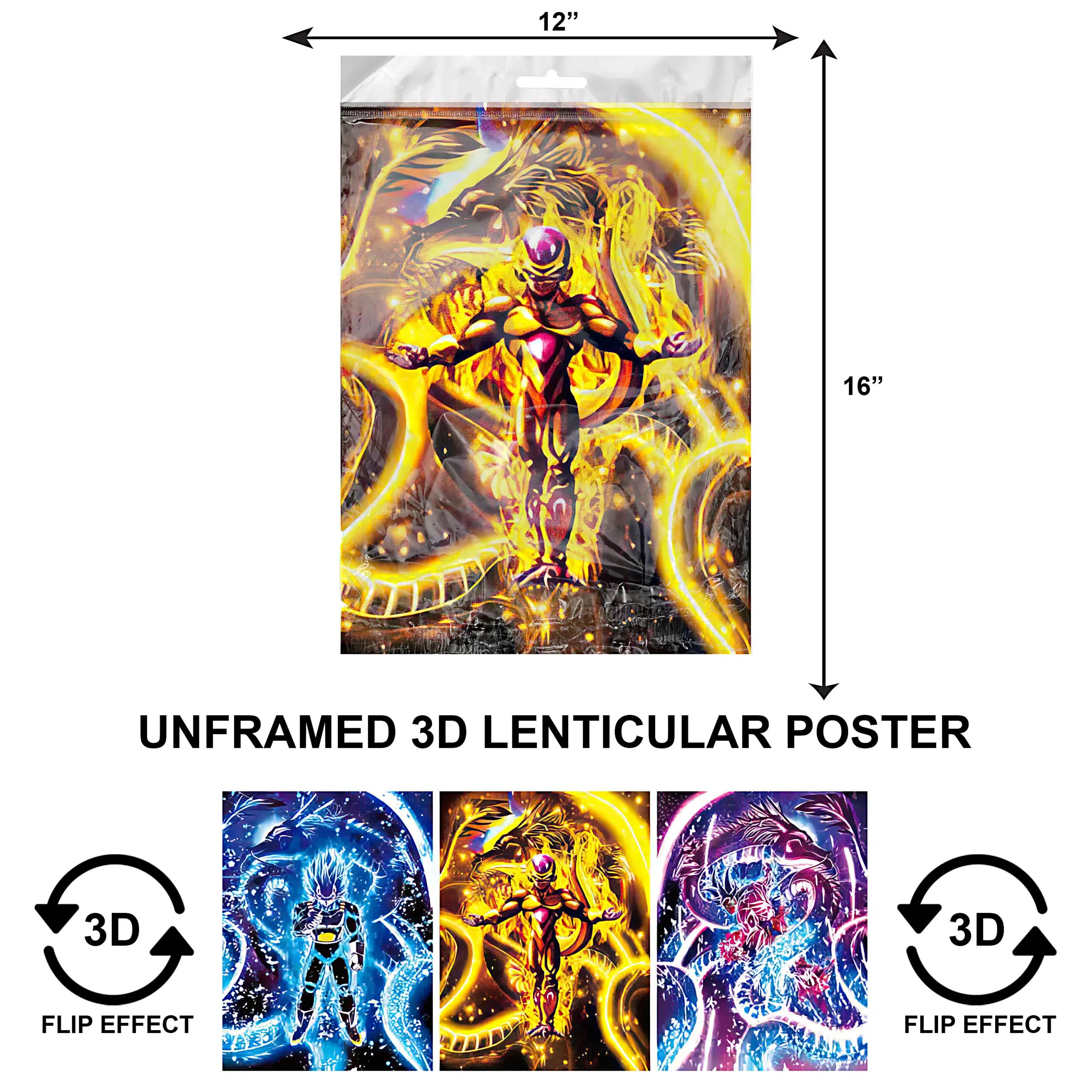 3DPNF-110 Anime – Dragon Ballz Goku, Vegeta, Mui UnFramed Poster