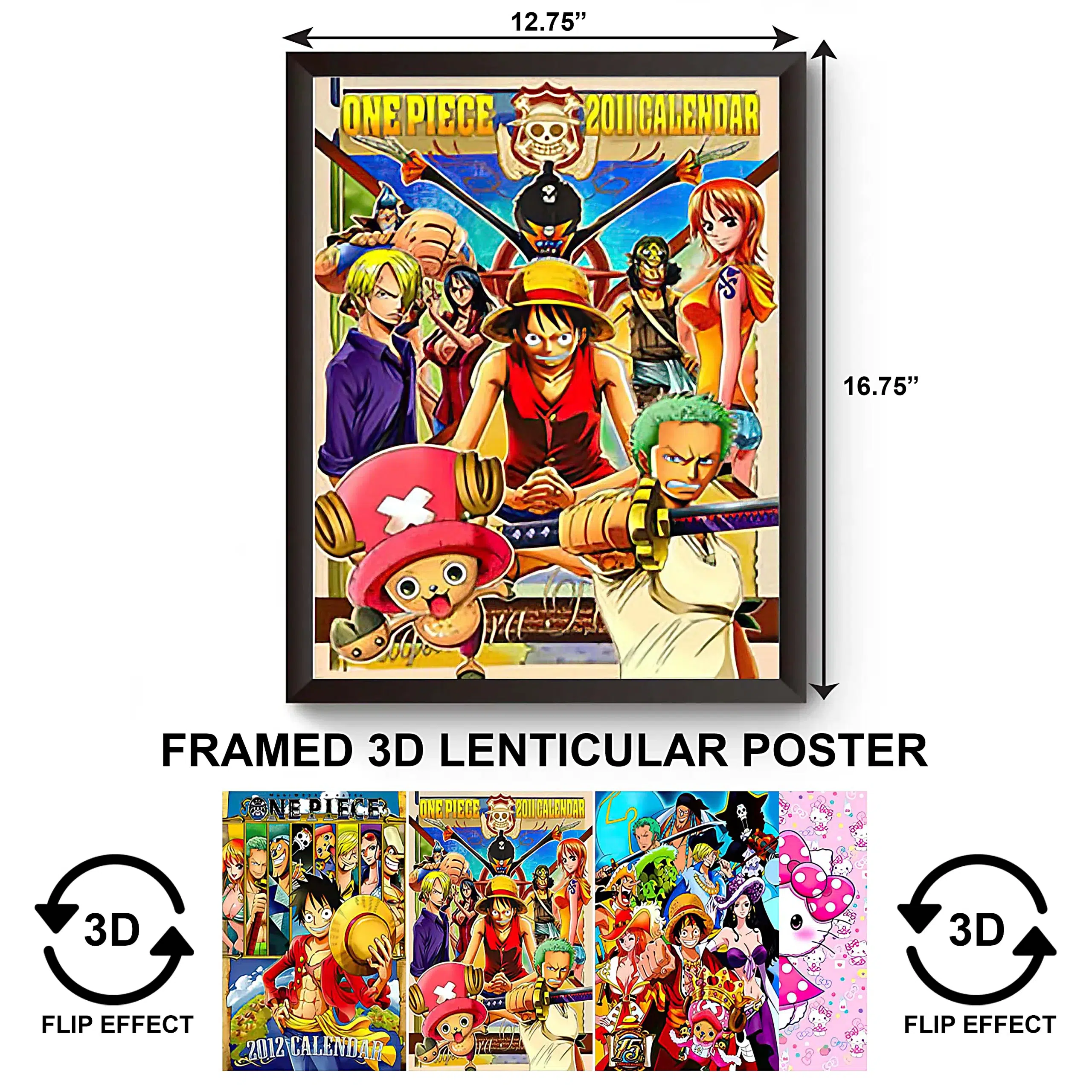 3DPWF-004 Anime –  One Piece Calendar Framed Poster
