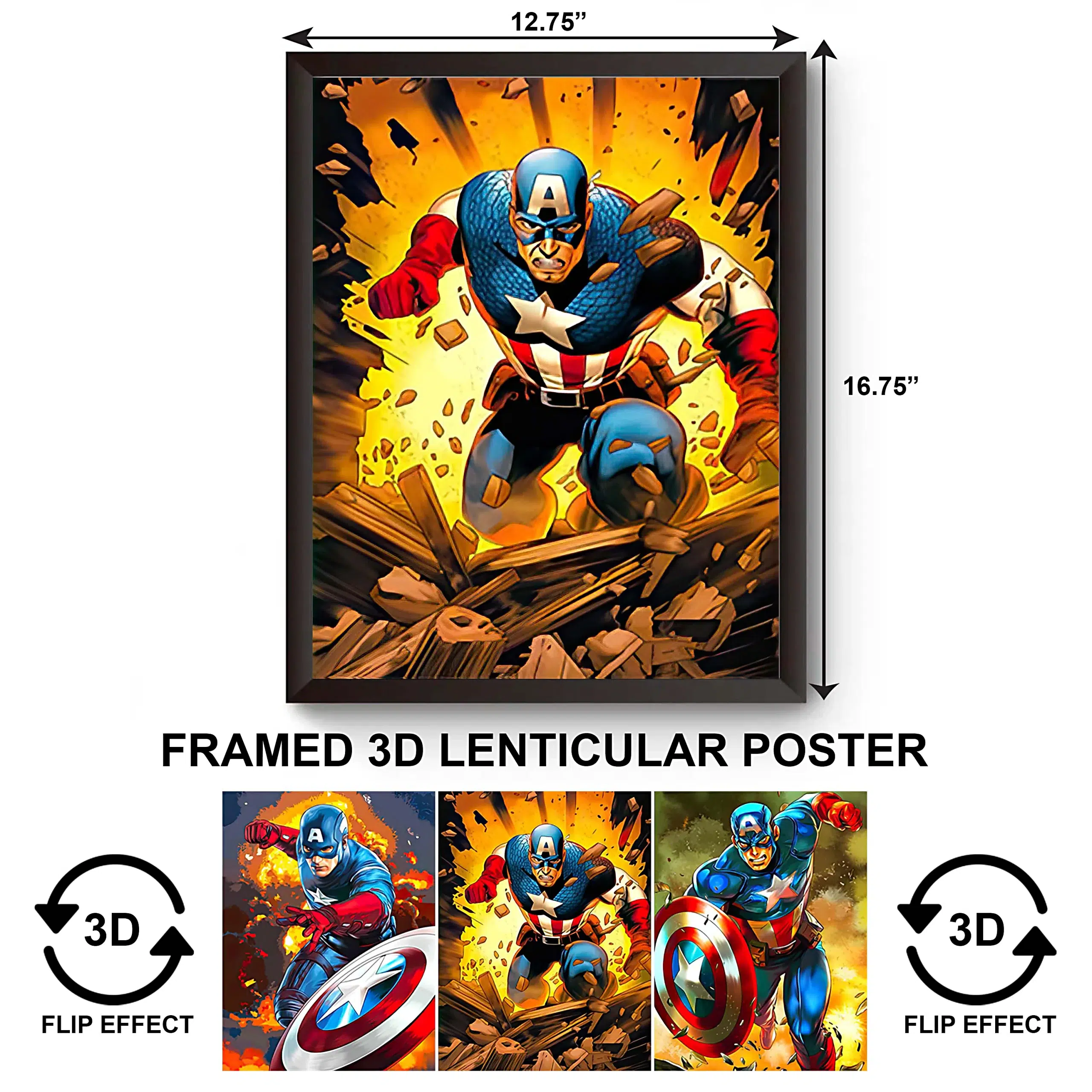 3DPWF-007 Super Heroes – Marvel Captain America Framed Poster