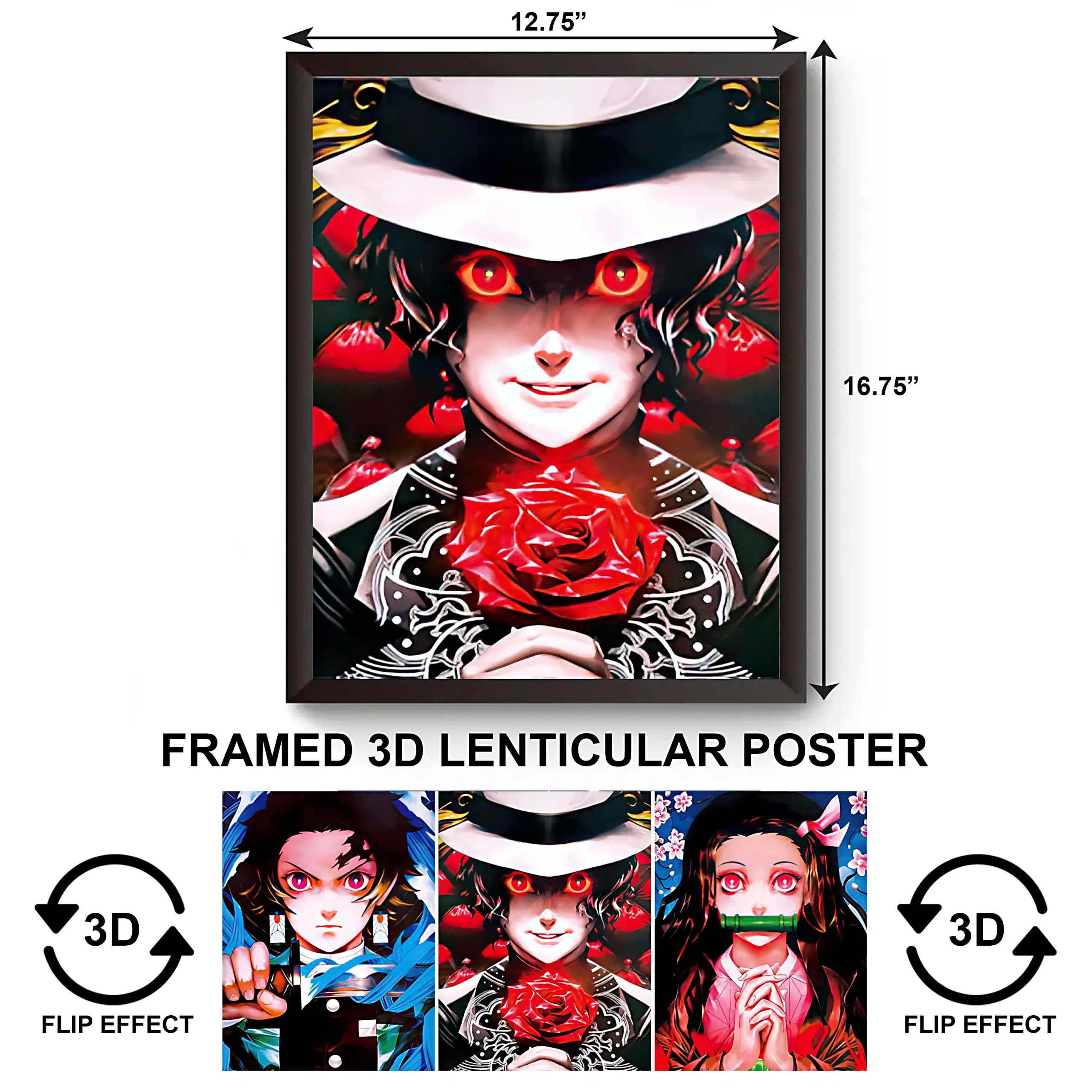 3DPWF-020 Anime – Demon Slayer Nezuko, Tanjirou, Kibutsuji Framed Poster