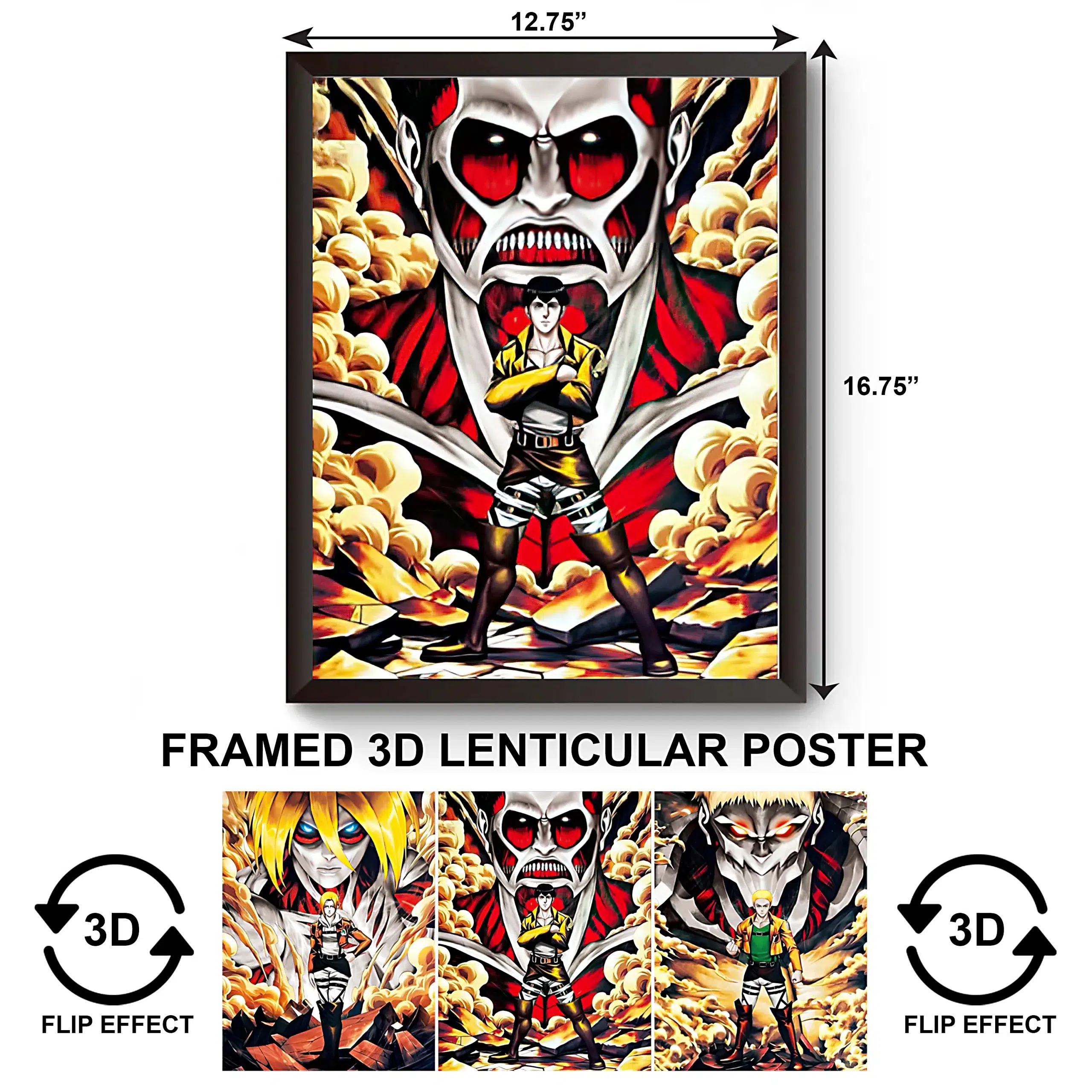 3DPWF-049 Anime – Attack on Titan Annie, Bertholdt, & Reiner Framed Poster