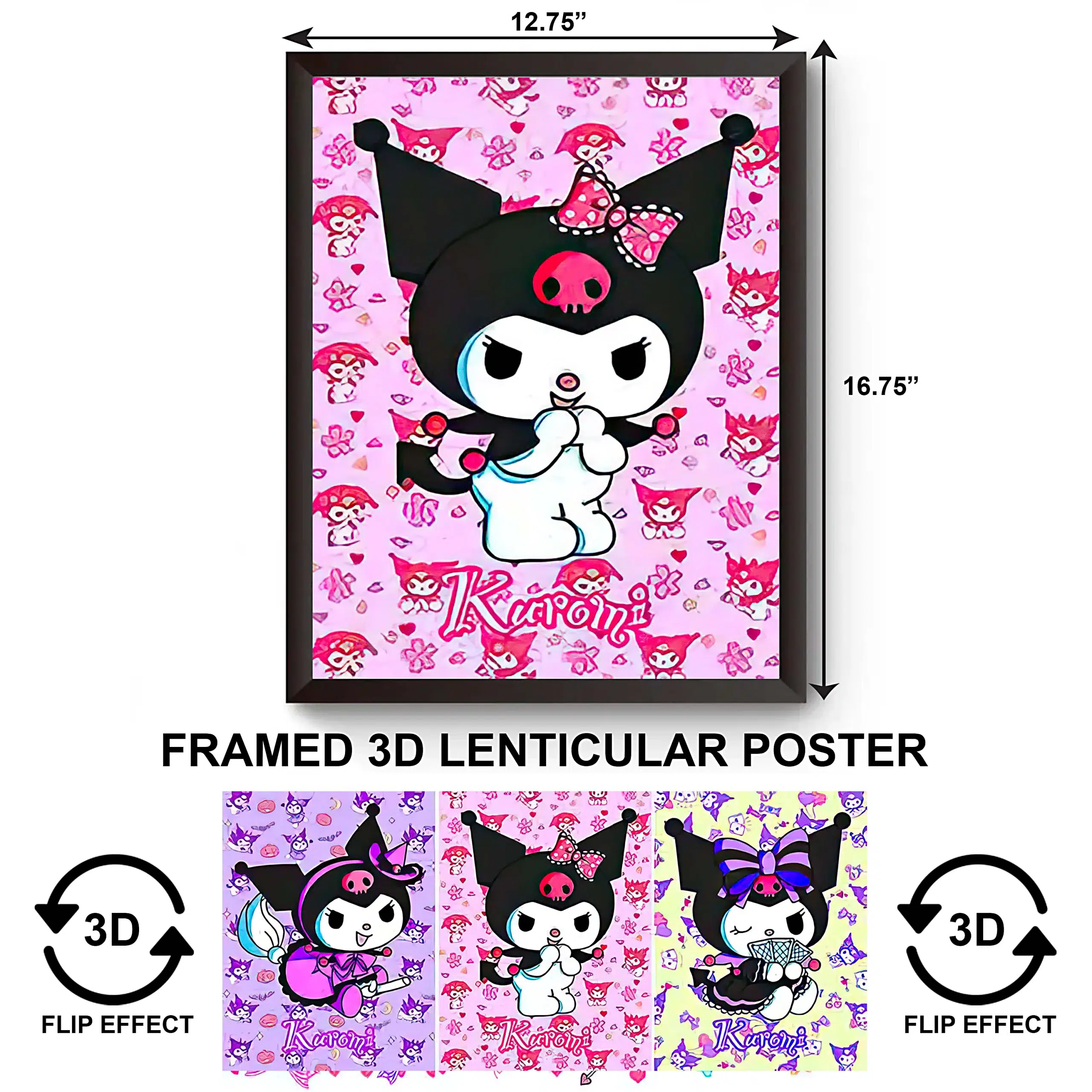 3DPWF-060 Cartoon – Evil Kuromi Framed Poster