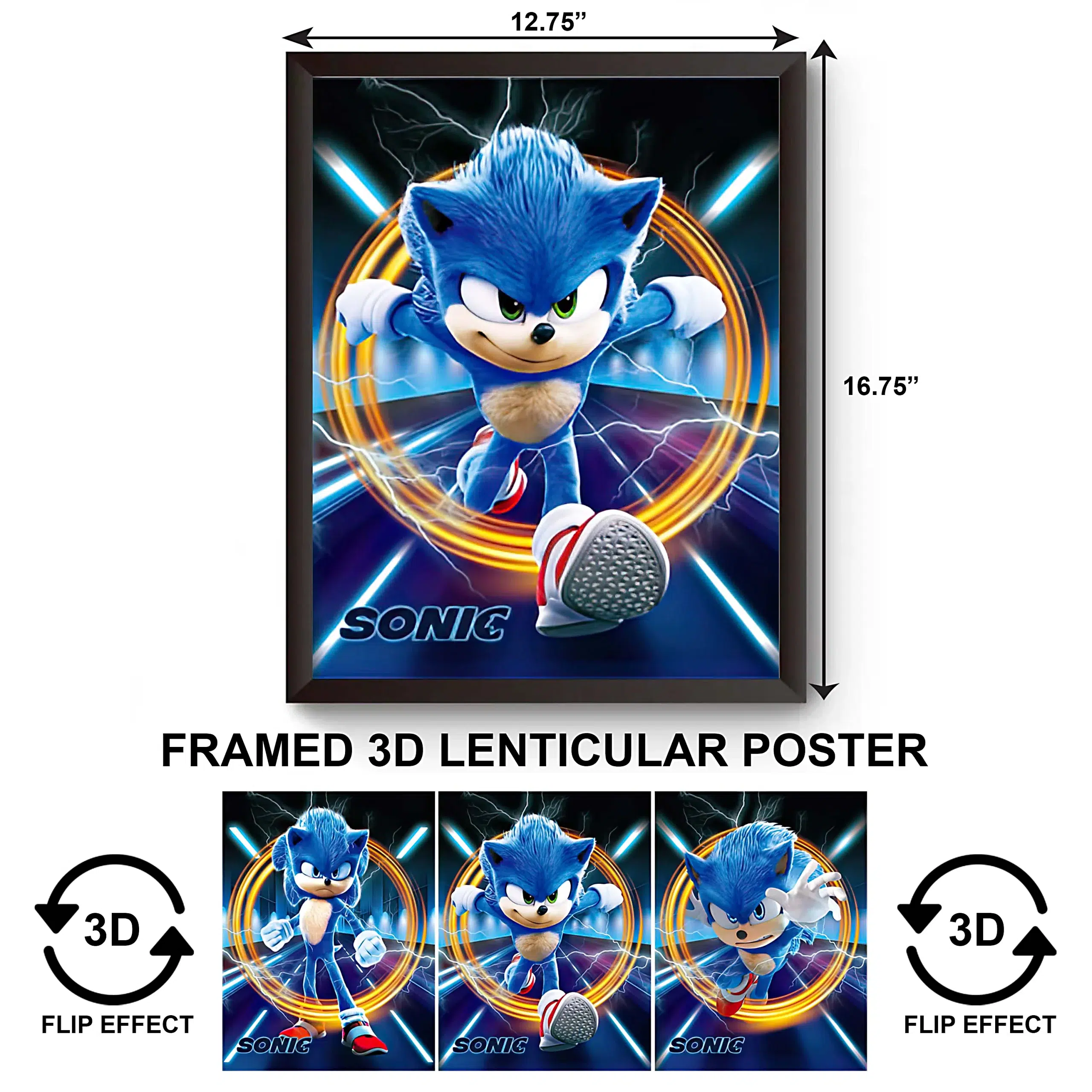 3DPWF-068 Cartoon – Sonic Framed Poster
