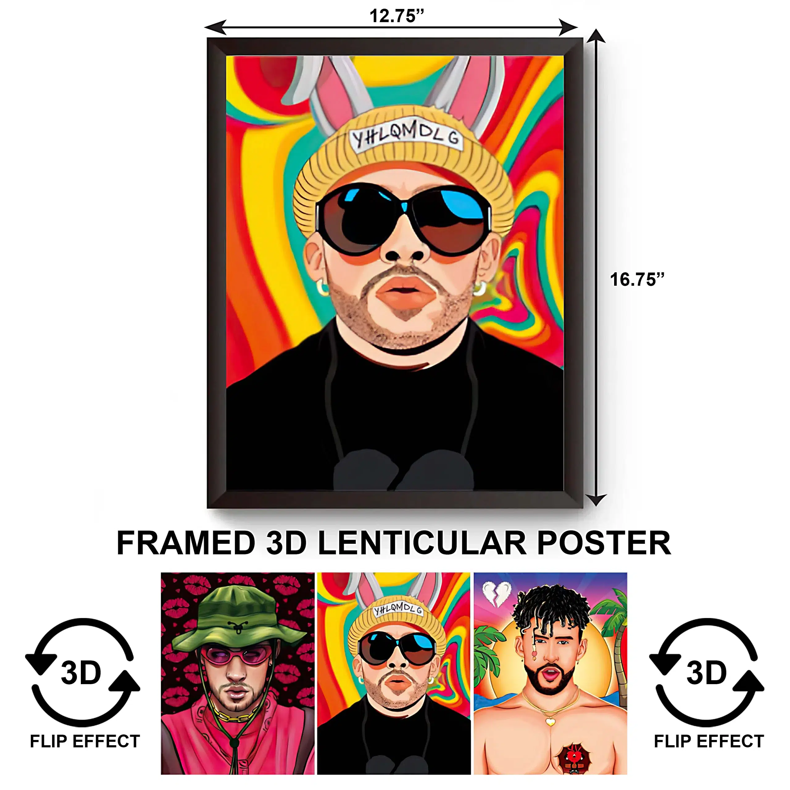 3DPWF-087 Music – Bad Bunny Framed Poster