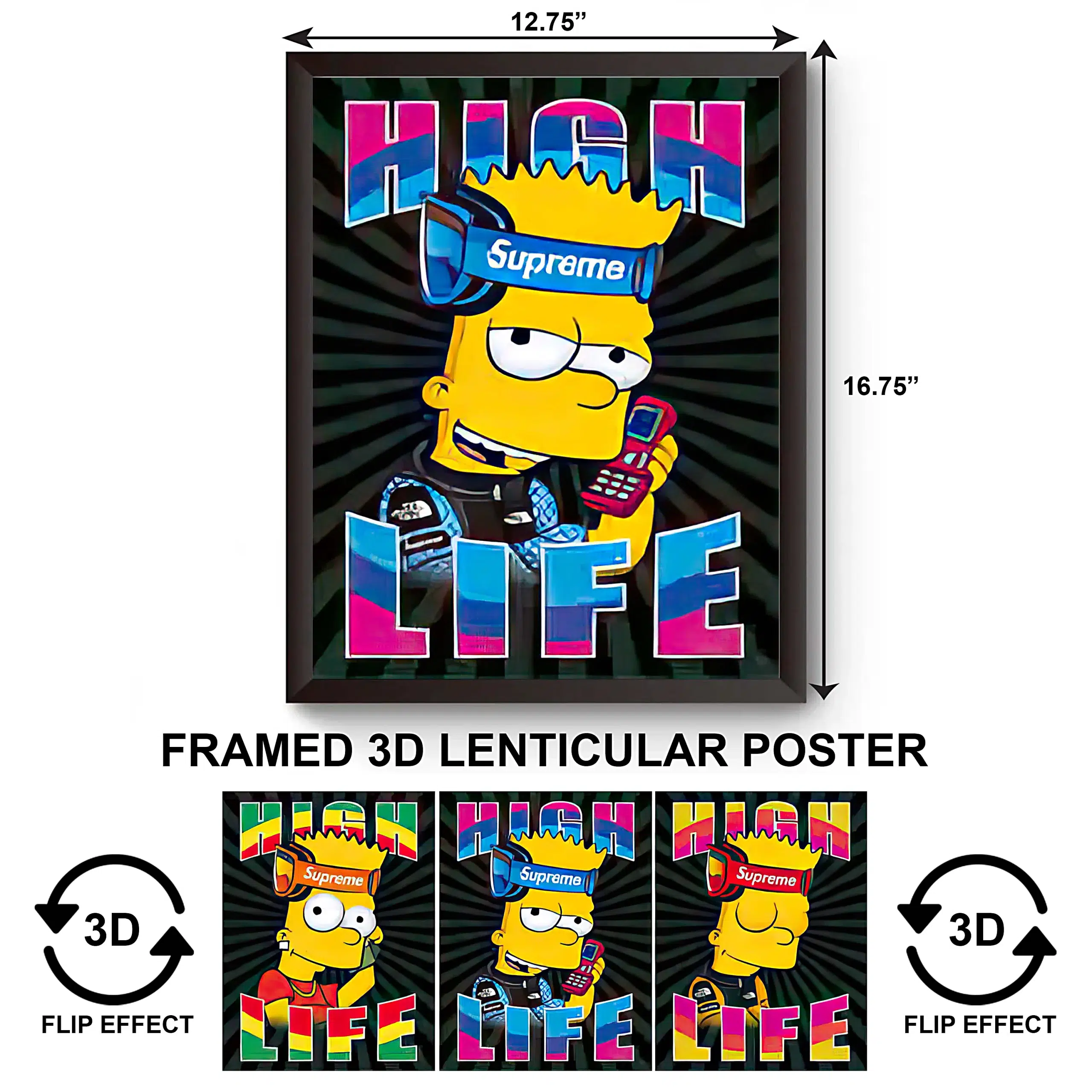 3DPWF-093 Cartoon – Simpsons Bart High Life Framed Poster