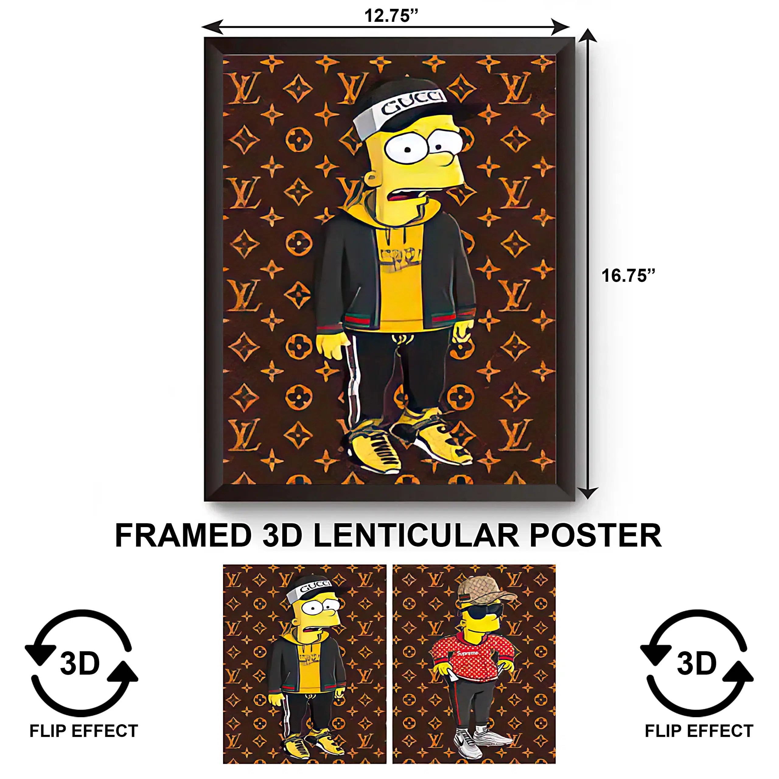 3DPWF-094 Cartoon – Simpsons Bart Gucci Framed Poster