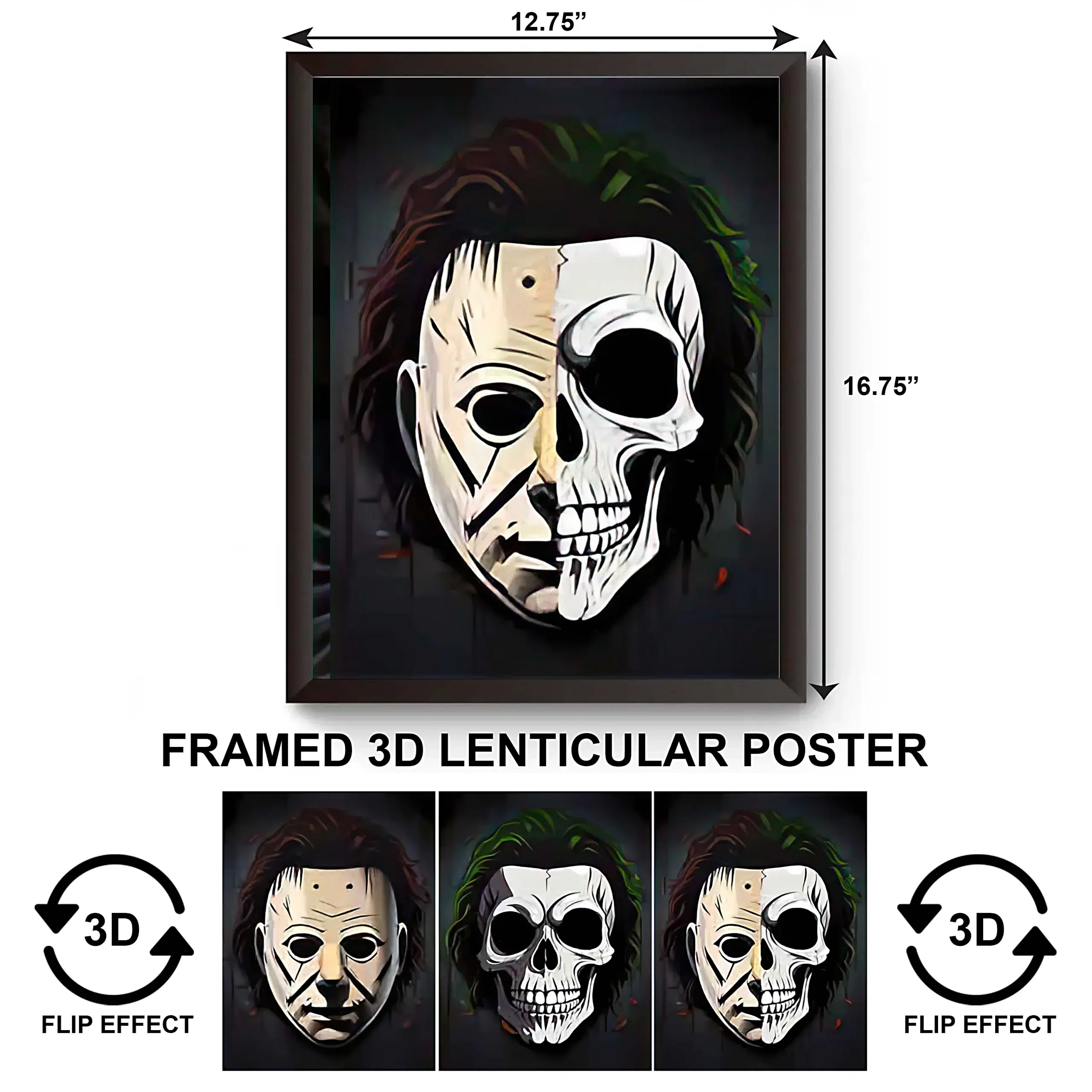 3DPWF-099  Movies – Michael Myers – Skull Joker Framed Poster