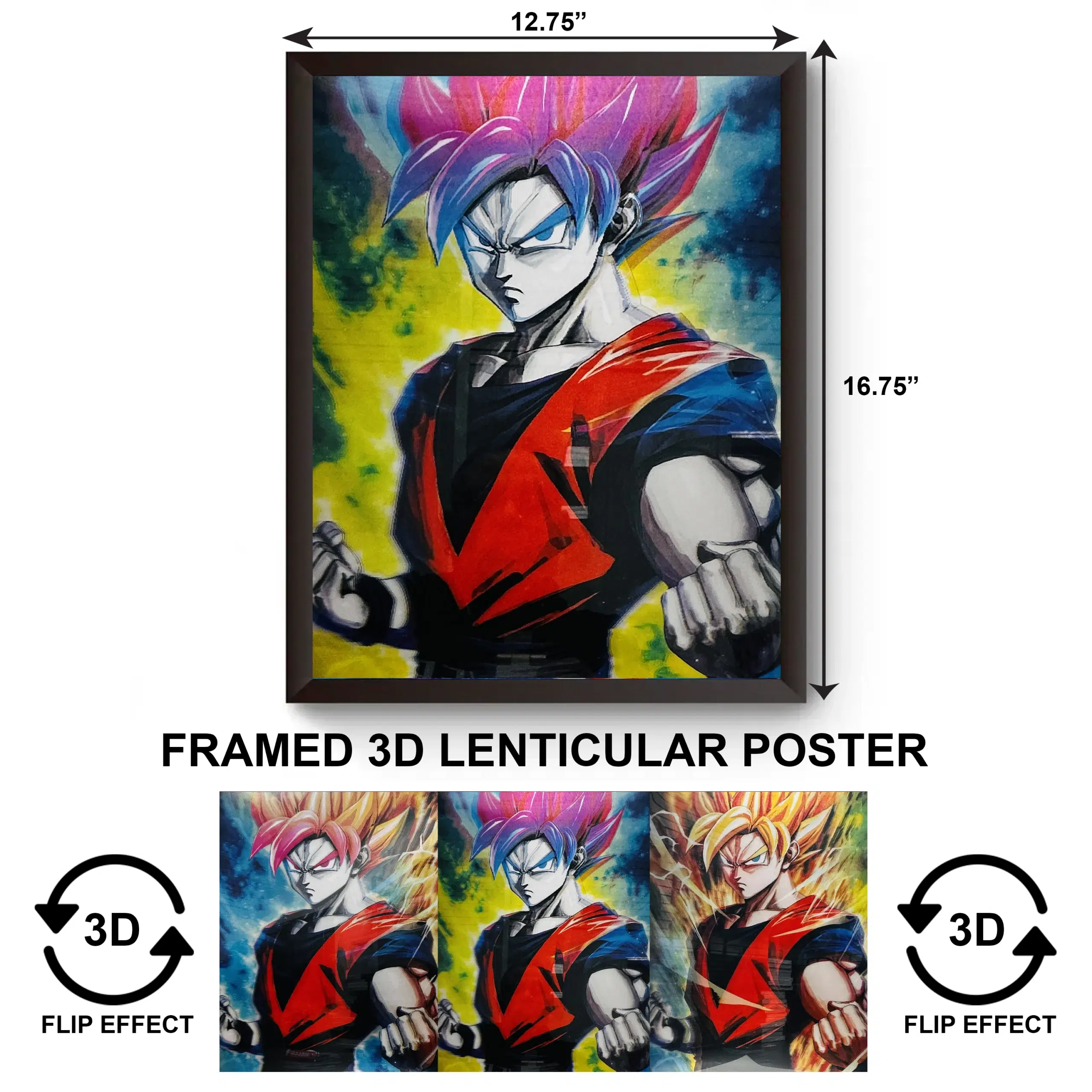 3DPWF-107 Anime – DragonBallz Goku Fights Framed Poster