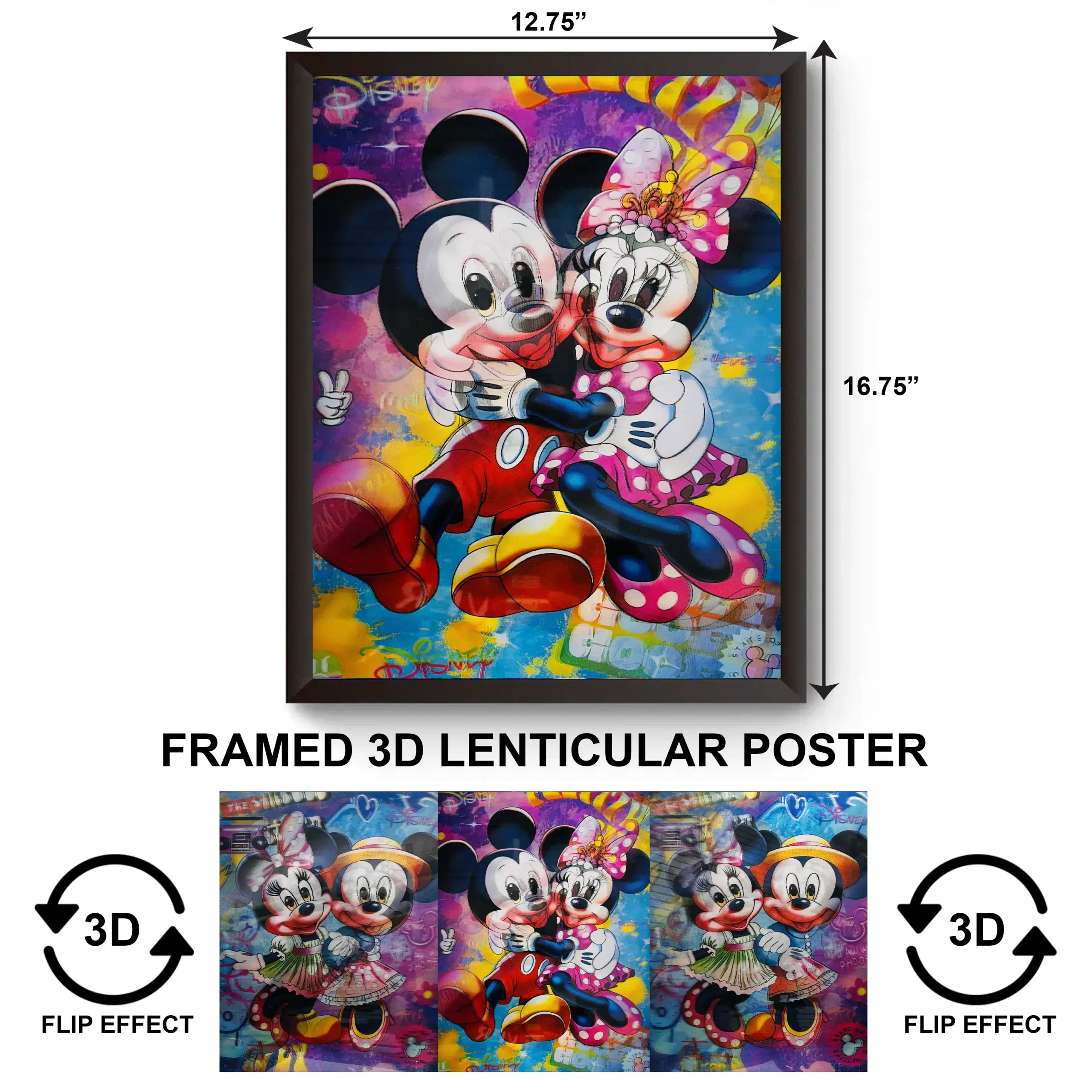 3DPWF-114 Comic -Mickey and Minnie Framed Poster