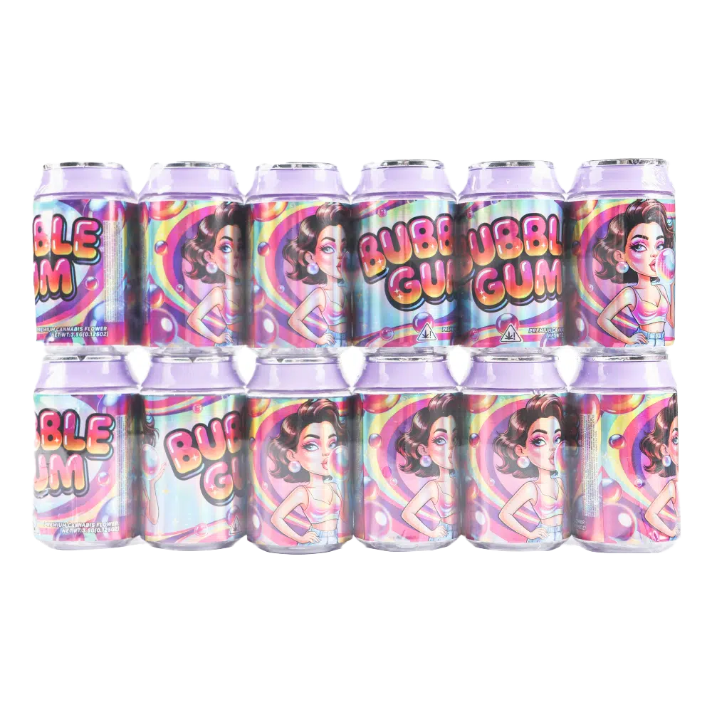 3.5g Plastic Soda Can Jar - (12 Count) Bubble Gum CANJAR-002 - Image 2