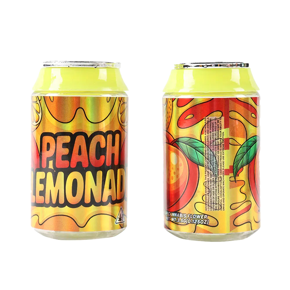 3.5g Plastic Soda Can Jar – (12 Count) Peach Lemonade CANJAR-007