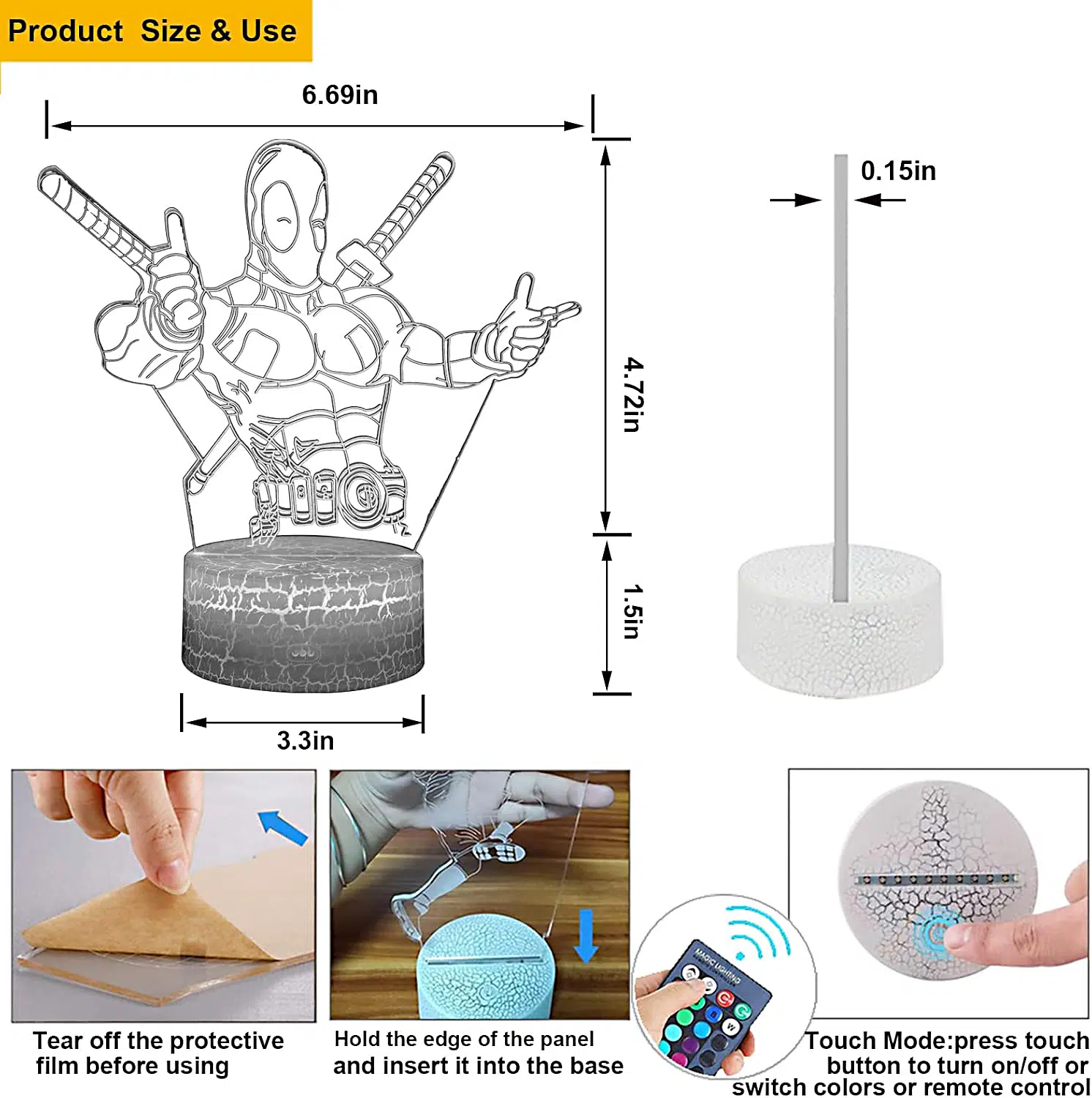 HNL-009 - Holographic LED Lamp - Dead Pool - Image 4