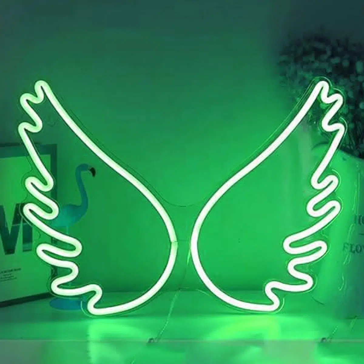 NHL-007G – Neon Hanging Light – Angel Wings Green