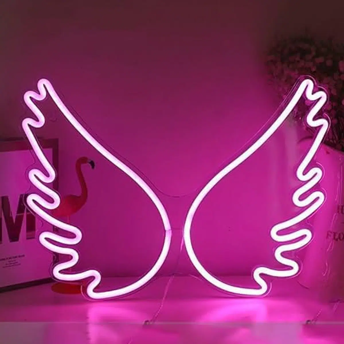 NHL-007P – Neon Hanging Light – Angel Wings Pink