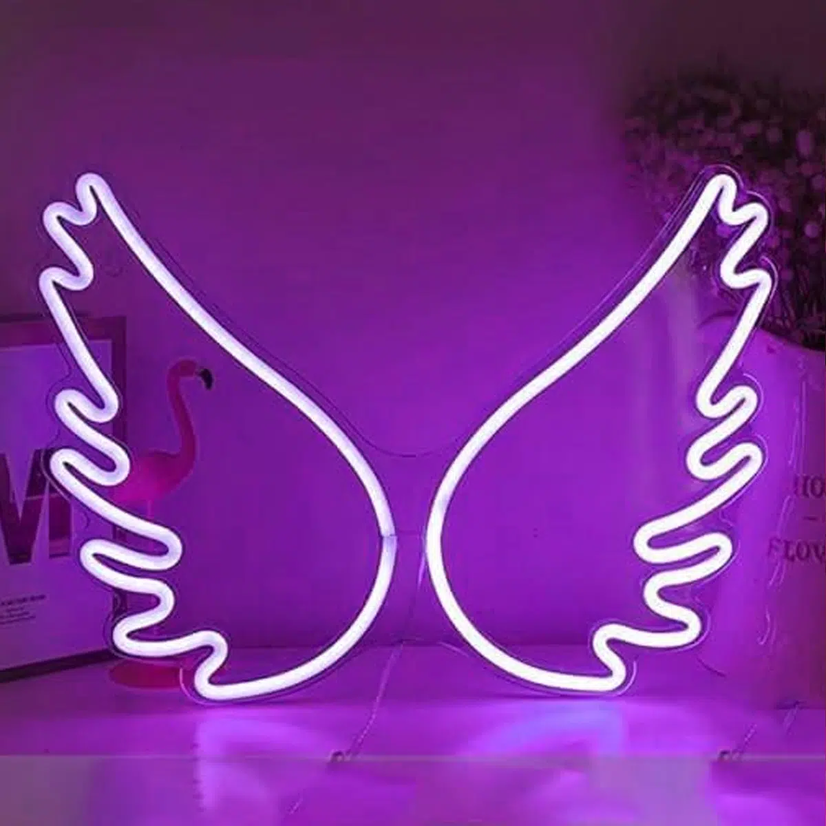 NHL-007PP – Neon Hanging Light – Angel Wings Purple