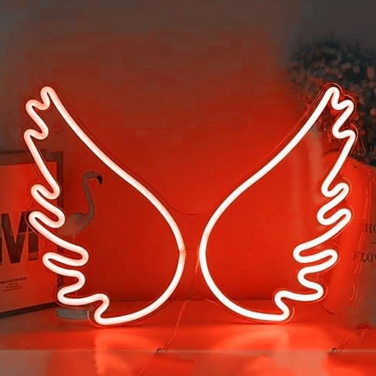 NHL-007R – Neon Hanging Light – Angel Wings Red
