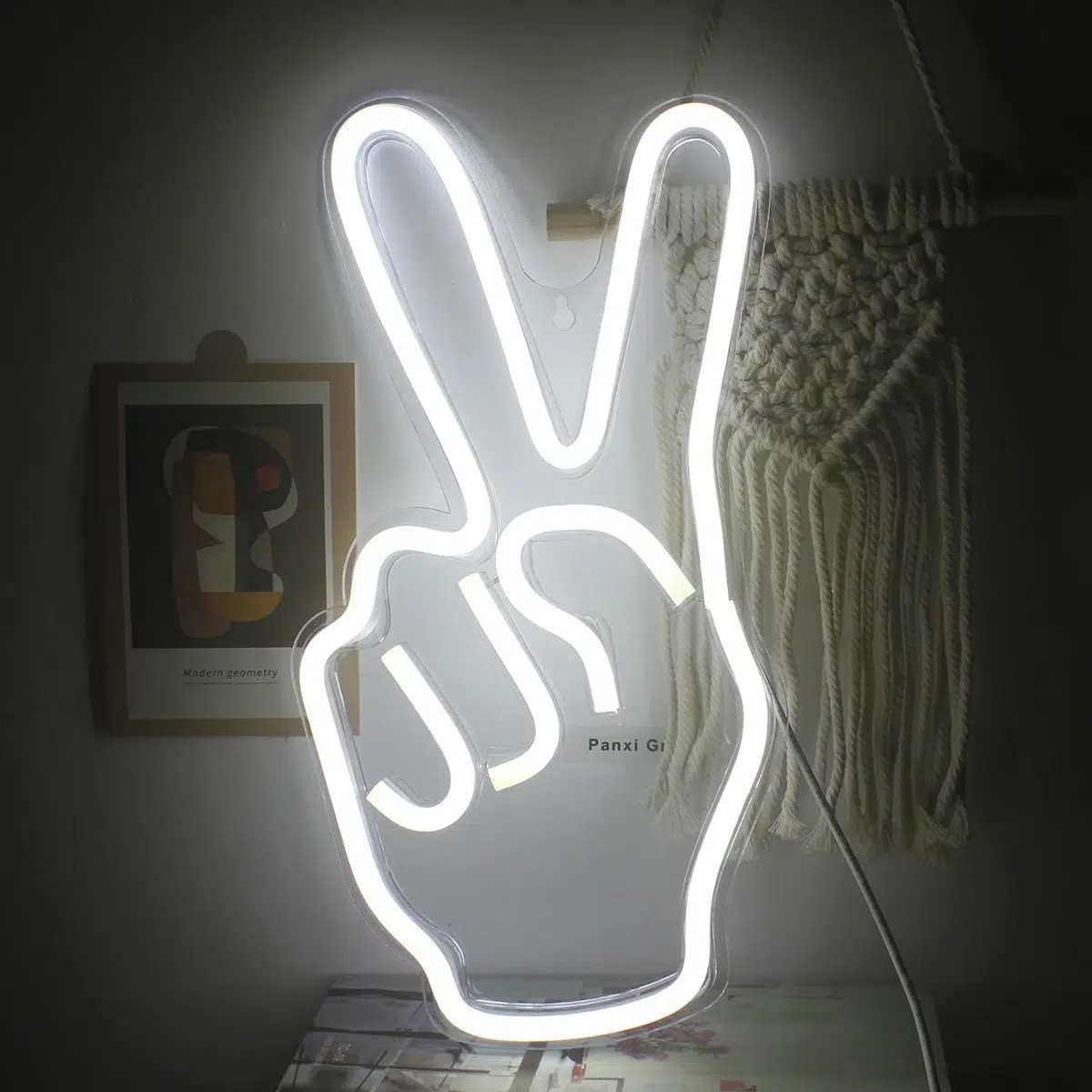 NHL-019 – Neon Hanging Light – Victory Sign