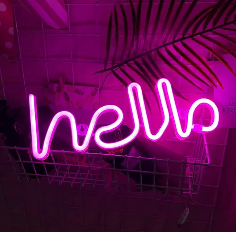 SNL-001 – Small Neon Hanging Light – Hello Pink