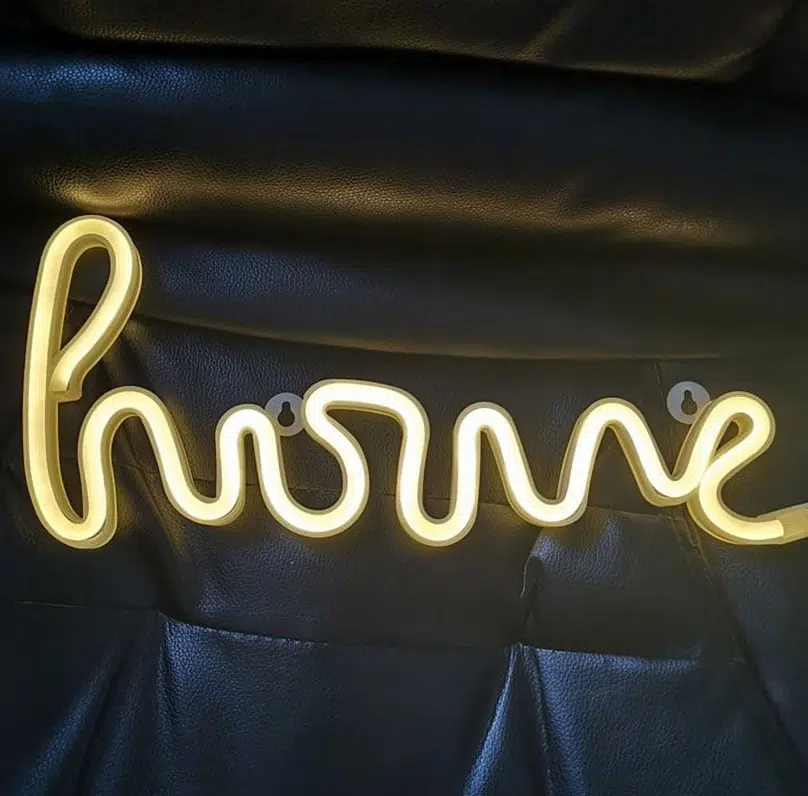 SNL-002 – Small Neon Hanging Light – Home Yellow2