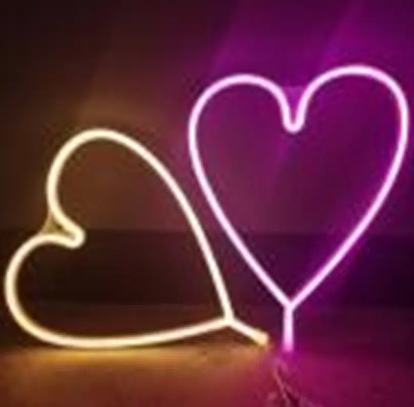 SNL-010 - Small Neon Hanging Light - Heart Sign Pink - Image 2
