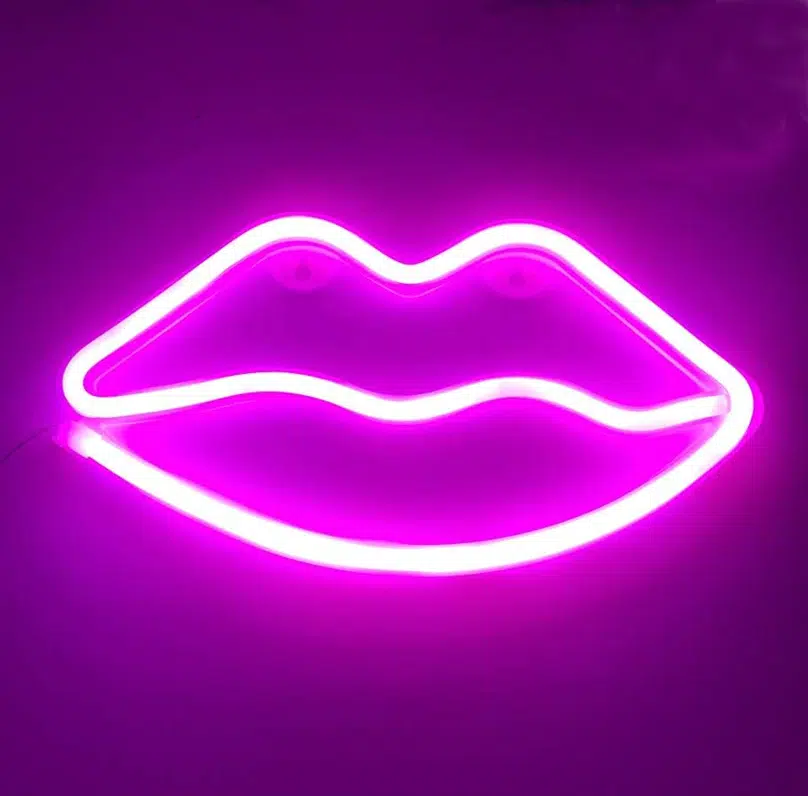 SNL-014P – Small Neon Hanging Light – Pink Lips