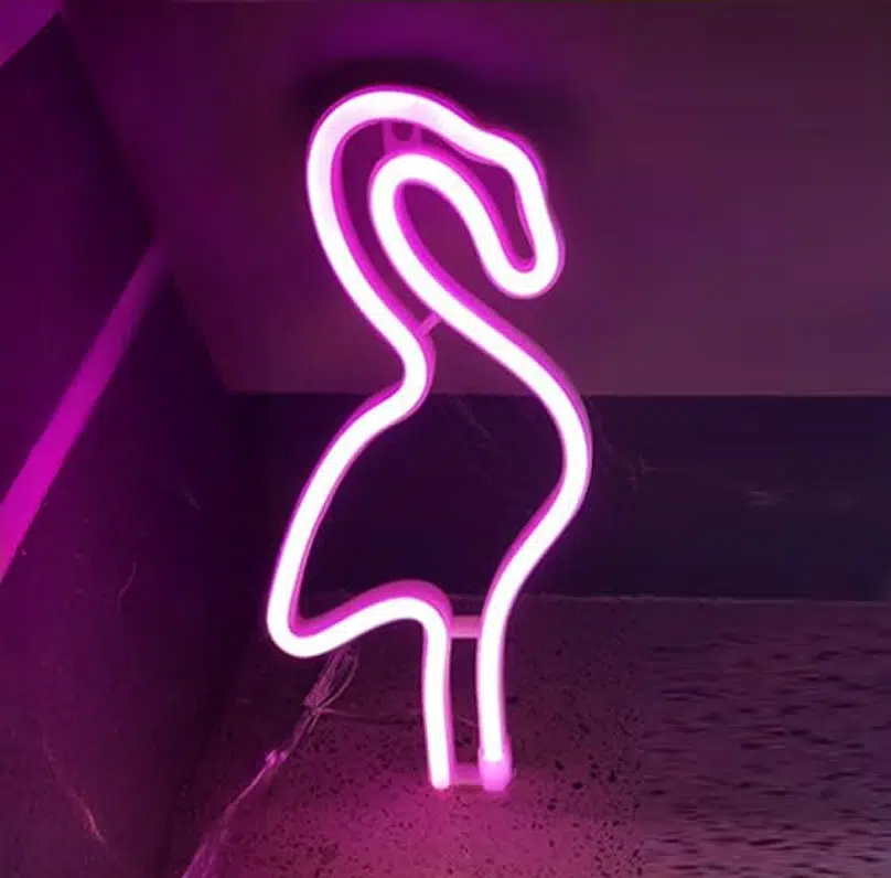 SNL-016P – Small Neon Hanging Light – Small Flamingo Pink
