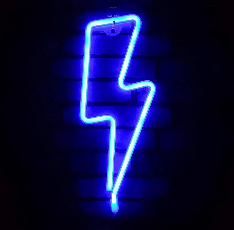 SNL-018 – Small Neon Hanging Light – Lightning Blue