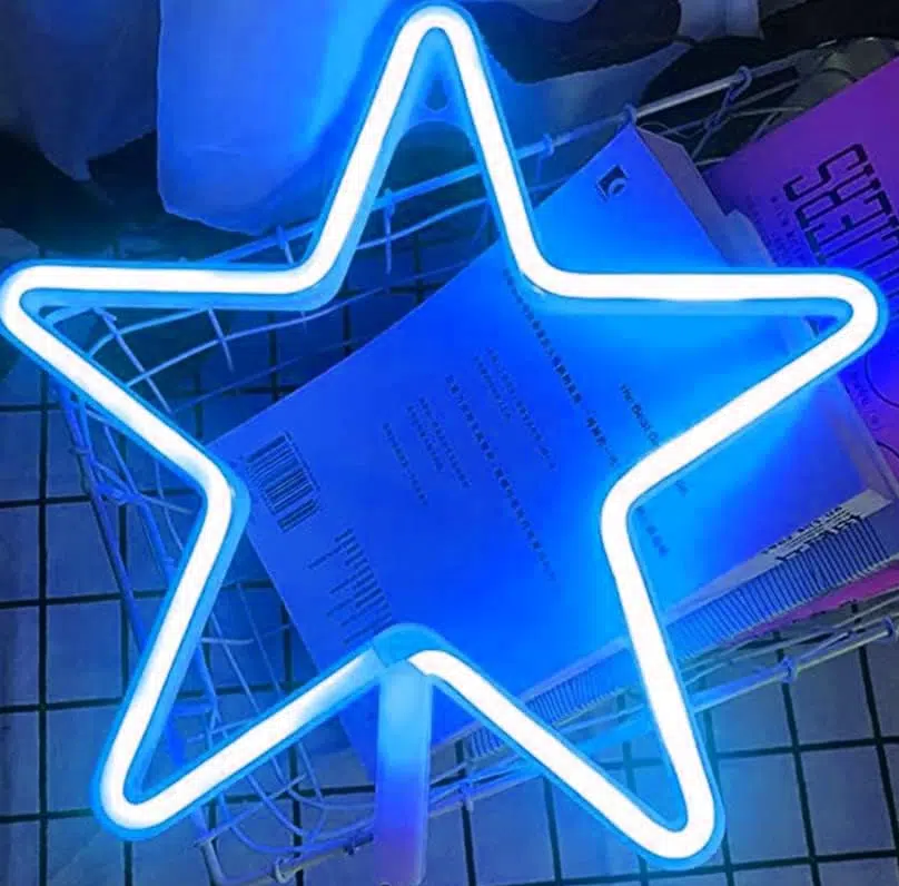 SNL-020B – Small Neon Hanging Light – Star Blue