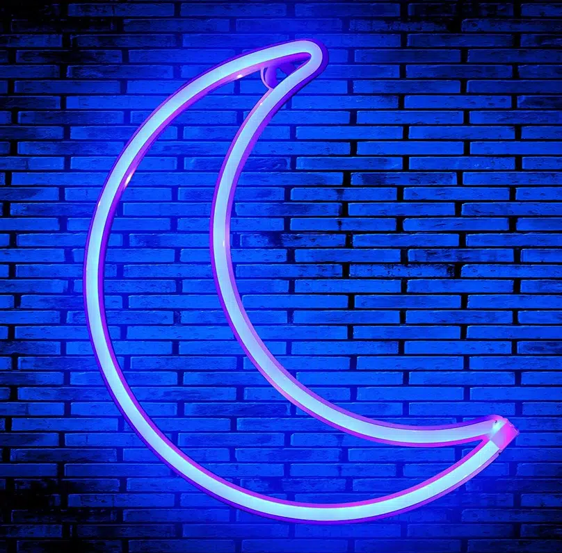 SNL-025B – Small Neon Hanging Light – Crescent Moon Blue