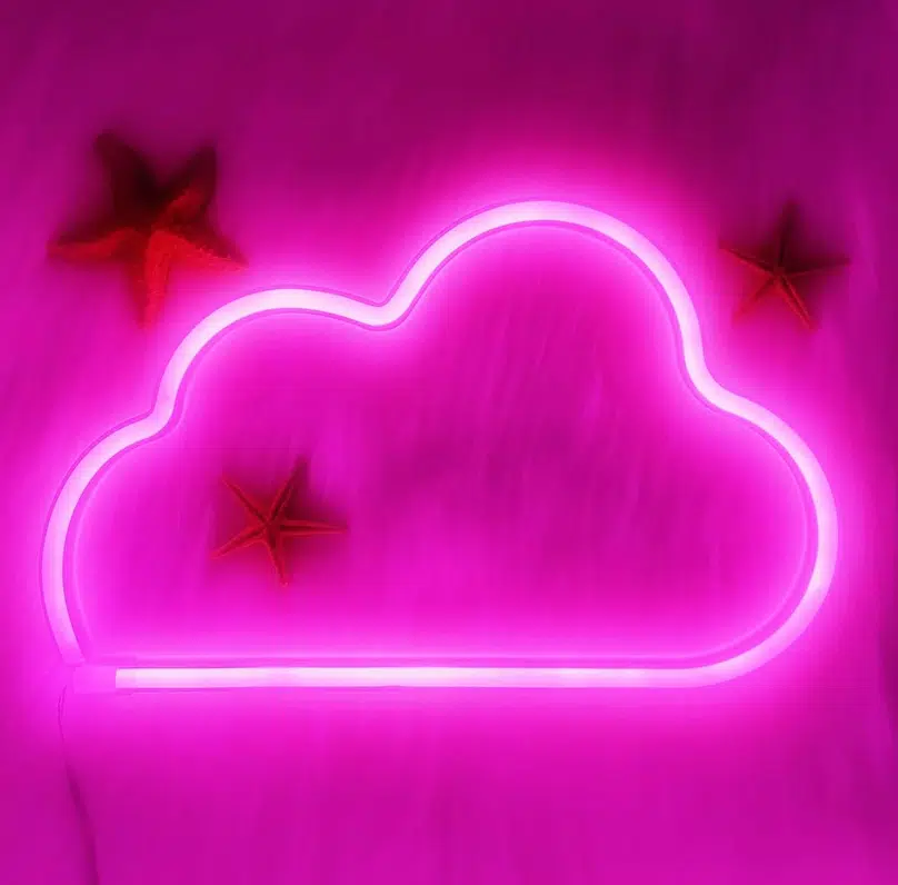 SNL-026P – Small Neon Hanging Light – Clouds Pink