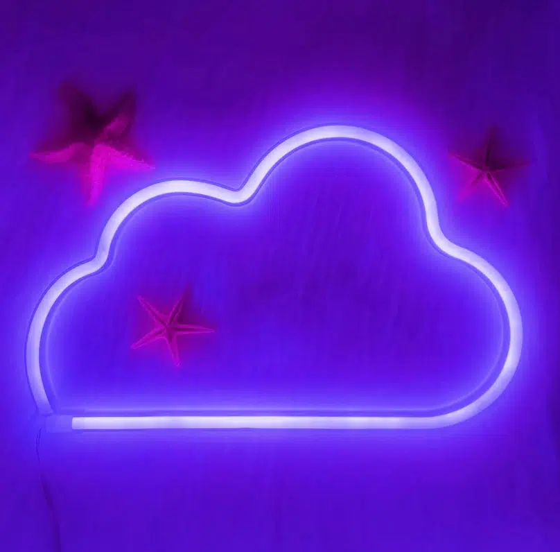 SNL-026PP – Small Neon Hanging Light – Clouds Purple