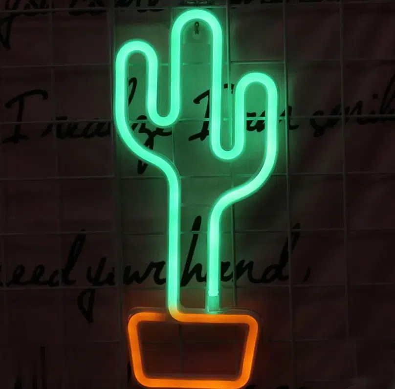 SNL-035 – Small Neon Hanging Light – Cactus