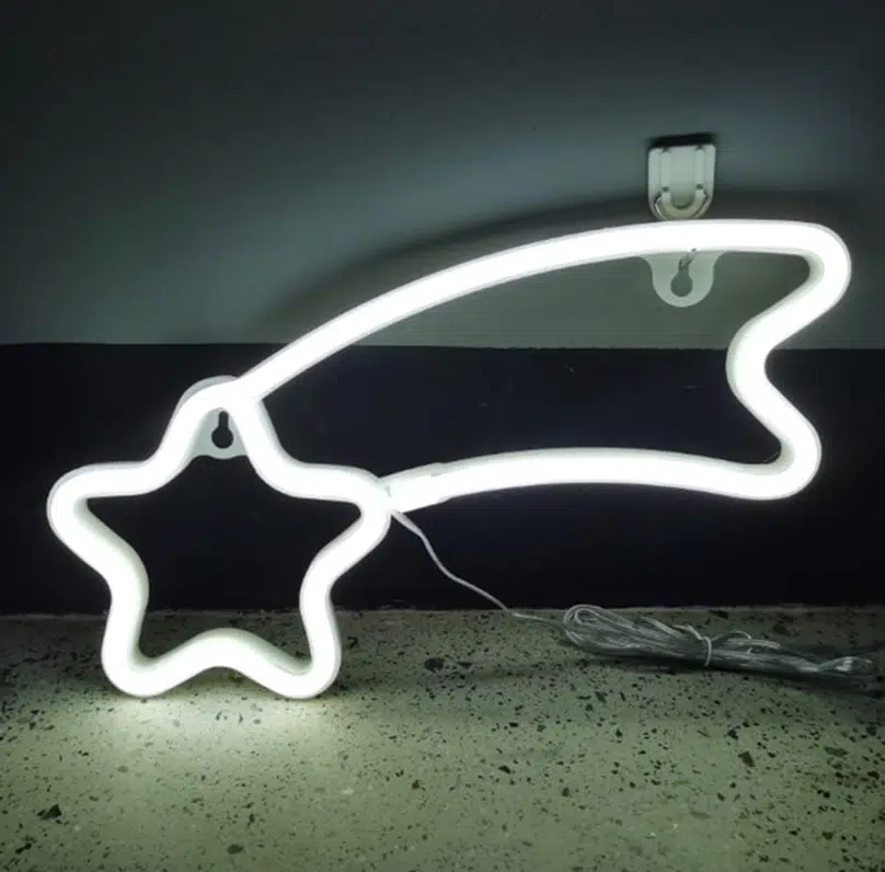 SNL-043W – Small Neon Hanging Light – Shooting Star White