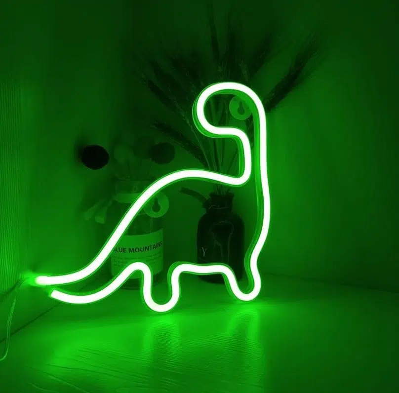 SNL-044 – Small Neon Hanging Light – Dinosaur Green
