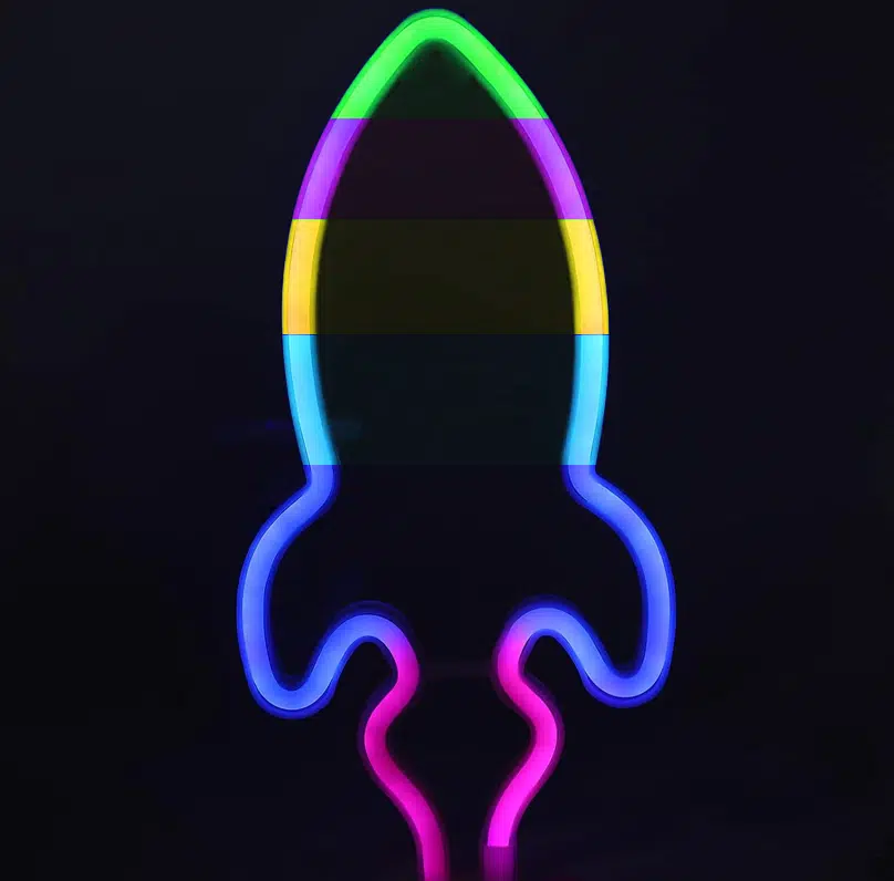 SNL-048M – Small Neon Hanging Light – Rocket Multi