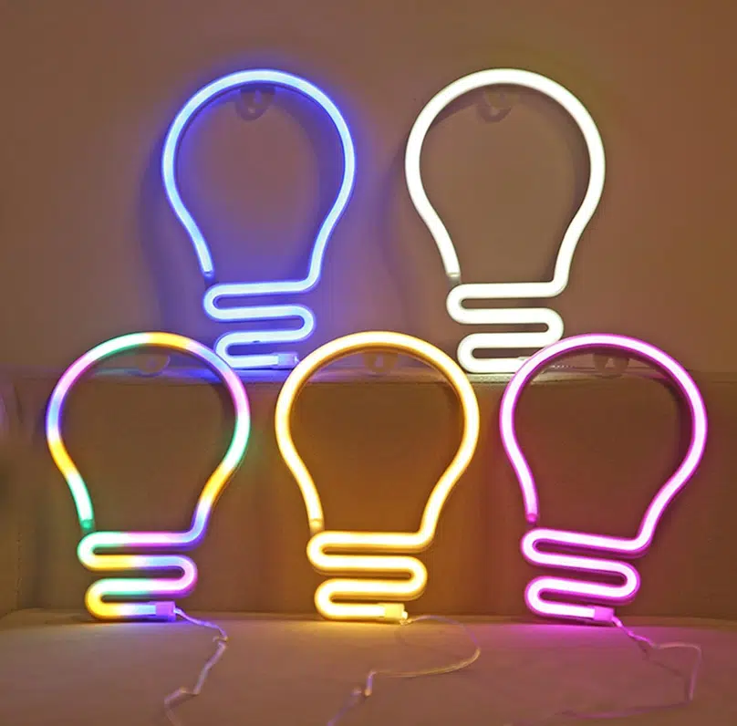 SNL-050B - Small Neon Hanging Light - Light Bulbs Blue - Image 2