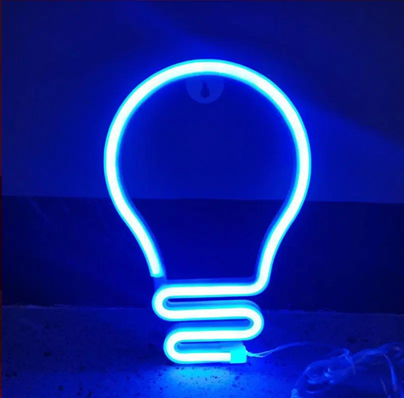 SNL-050B – Small Neon Hanging Light – Light Bulbs Blue