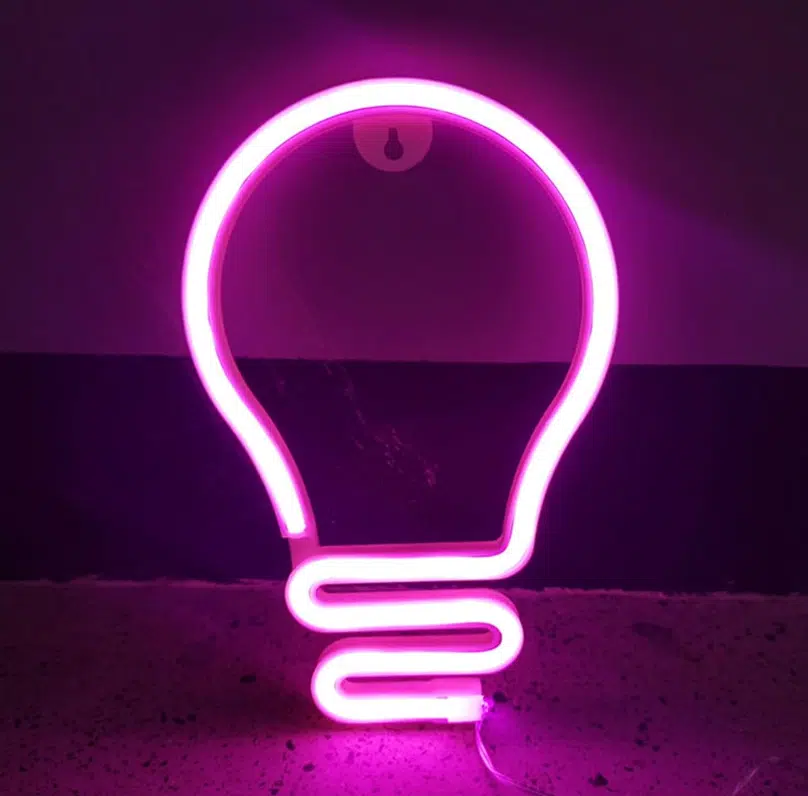 SNL-050P – Small Neon Hanging Light – Light Bulbs Pink