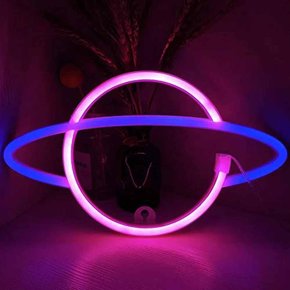 TNL-007PB – Table Neon Light – Planet Saturn Pink-Blue