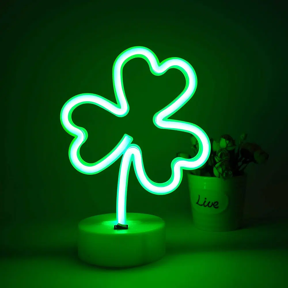 TNL-039 – Table Neon Light – Four Leaf Clover Green
